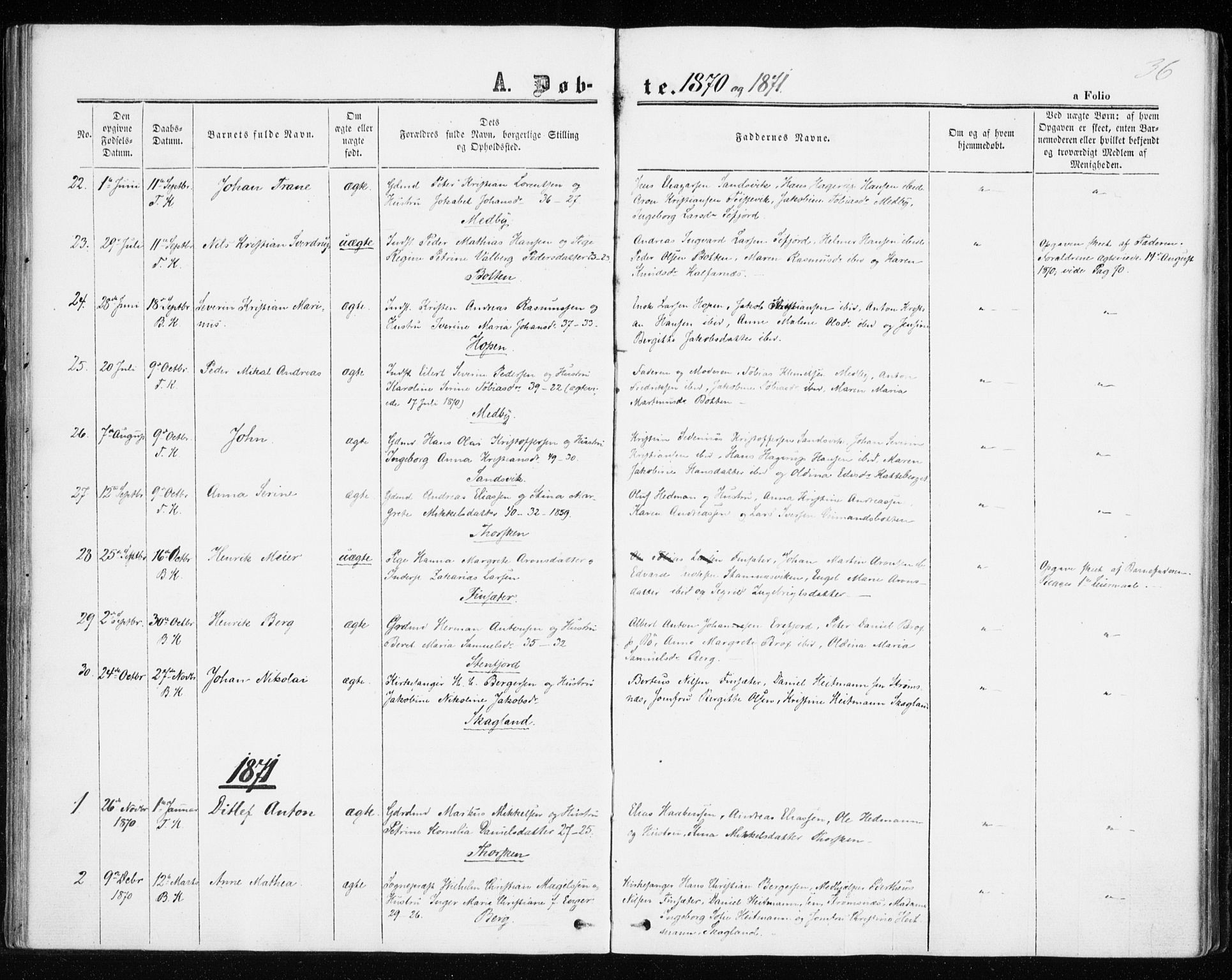 Berg sokneprestkontor, AV/SATØ-S-1318/G/Ga/Gaa/L0002kirke: Parish register (official) no. 2, 1860-1872, p. 36