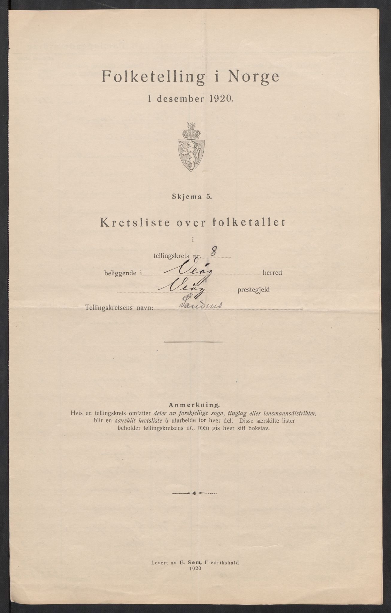 SAT, 1920 census for Veøy, 1920, p. 27