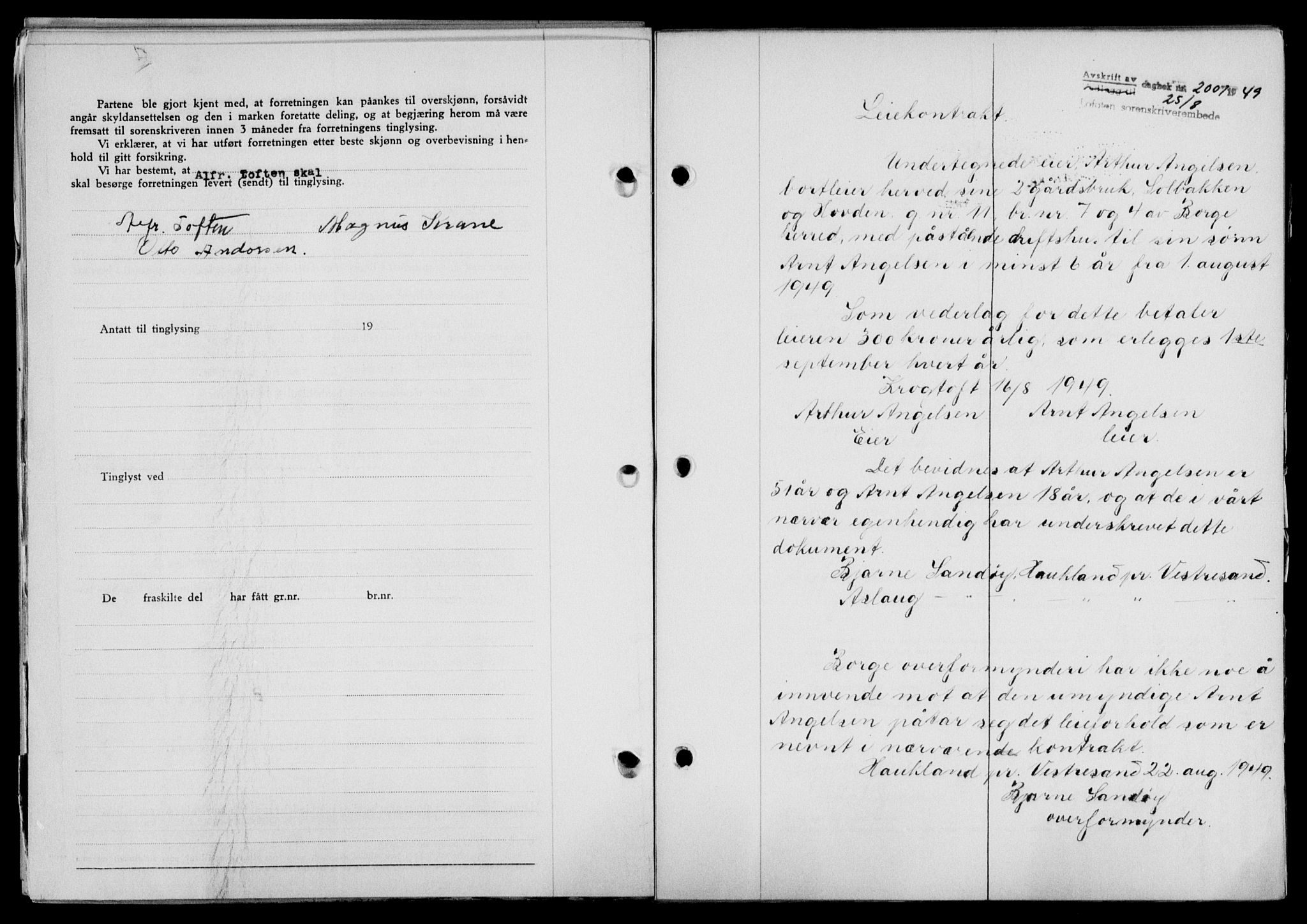 Lofoten sorenskriveri, SAT/A-0017/1/2/2C/L0021a: Mortgage book no. 21a, 1949-1949, Diary no: : 2001/1949