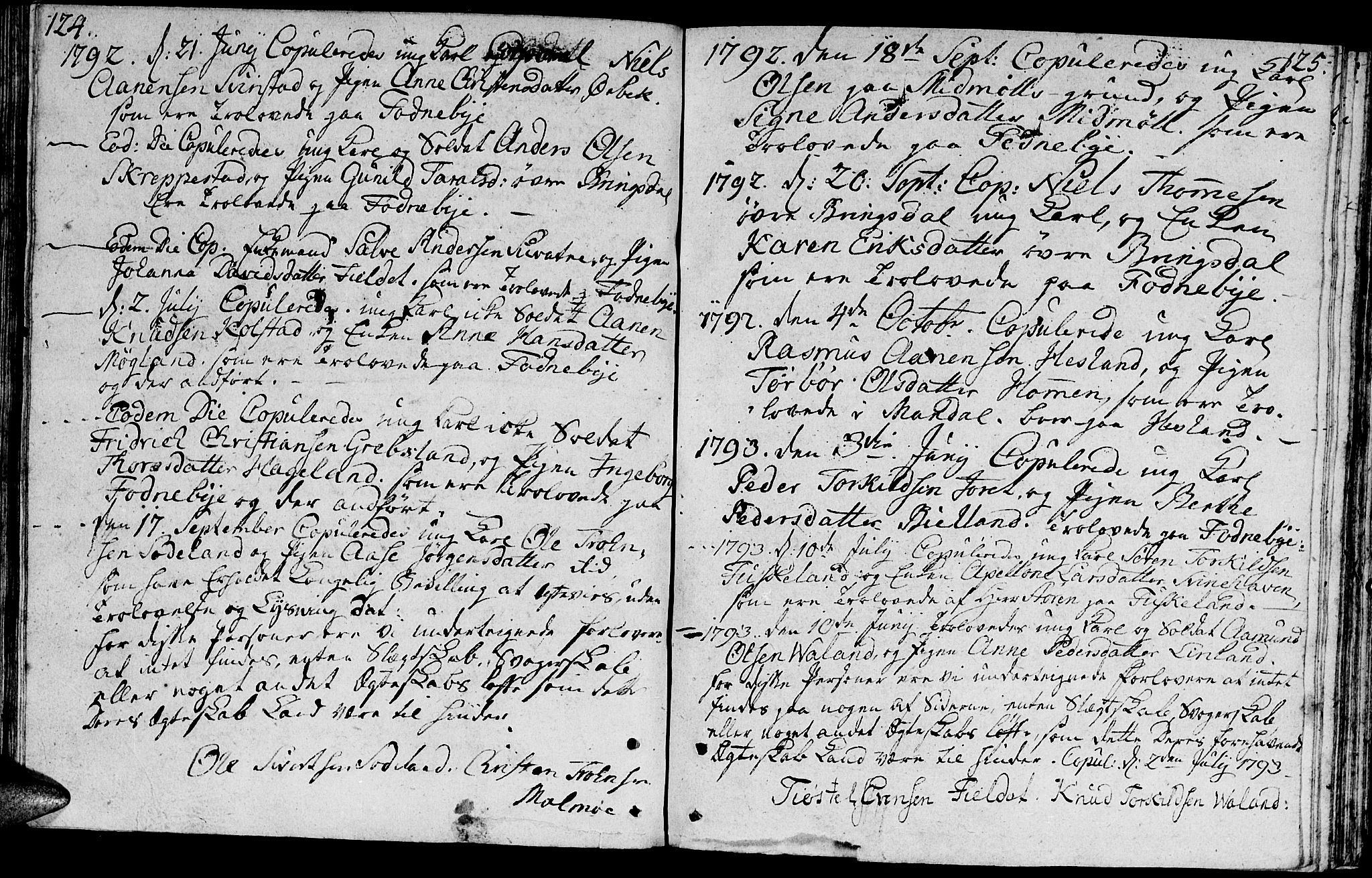 Holum sokneprestkontor, AV/SAK-1111-0022/F/Fa/Faa/L0001: Parish register (official) no. A 1, 1750-1802, p. 124-125