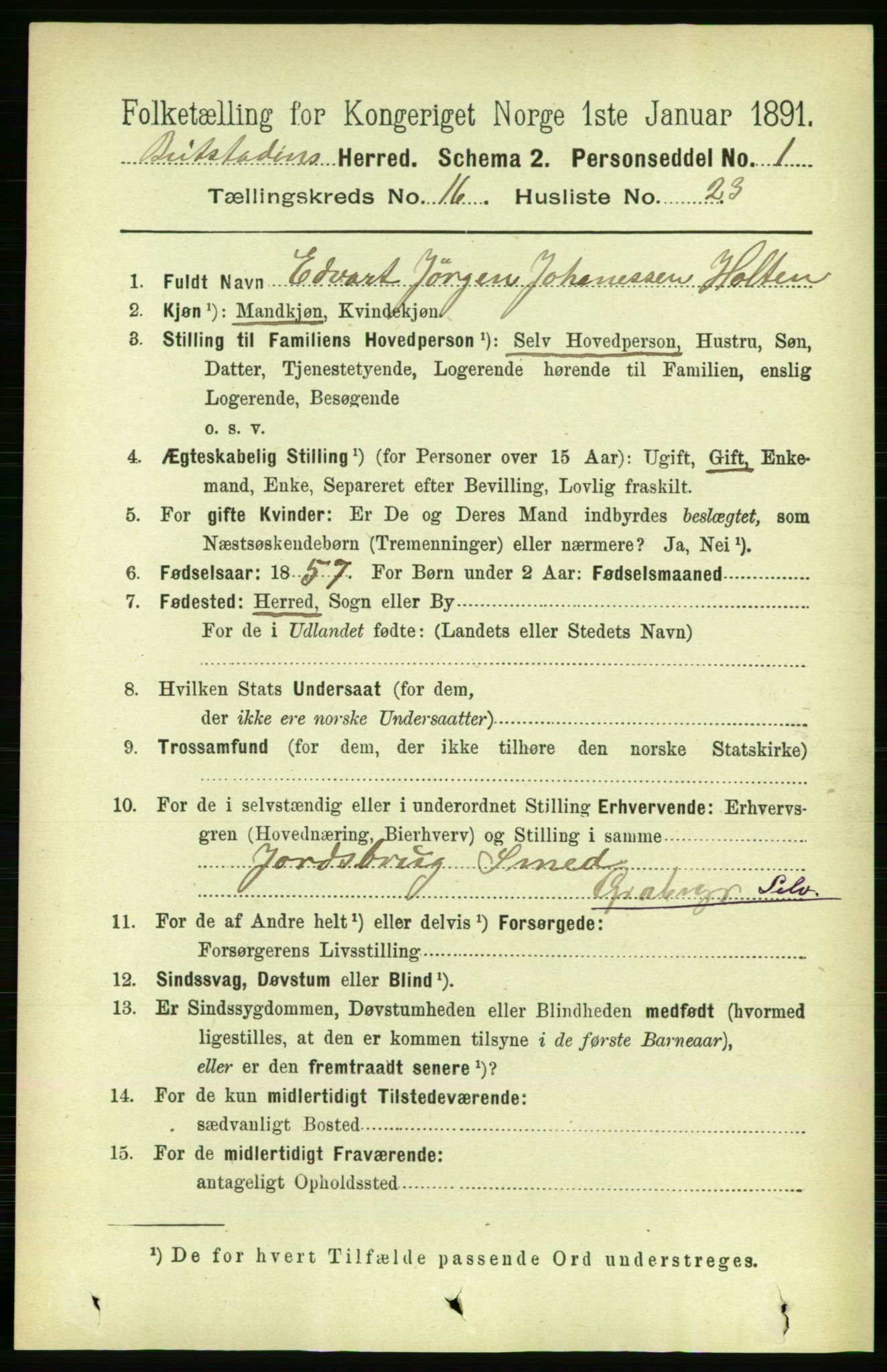 RA, 1891 census for 1727 Beitstad, 1891, p. 4315