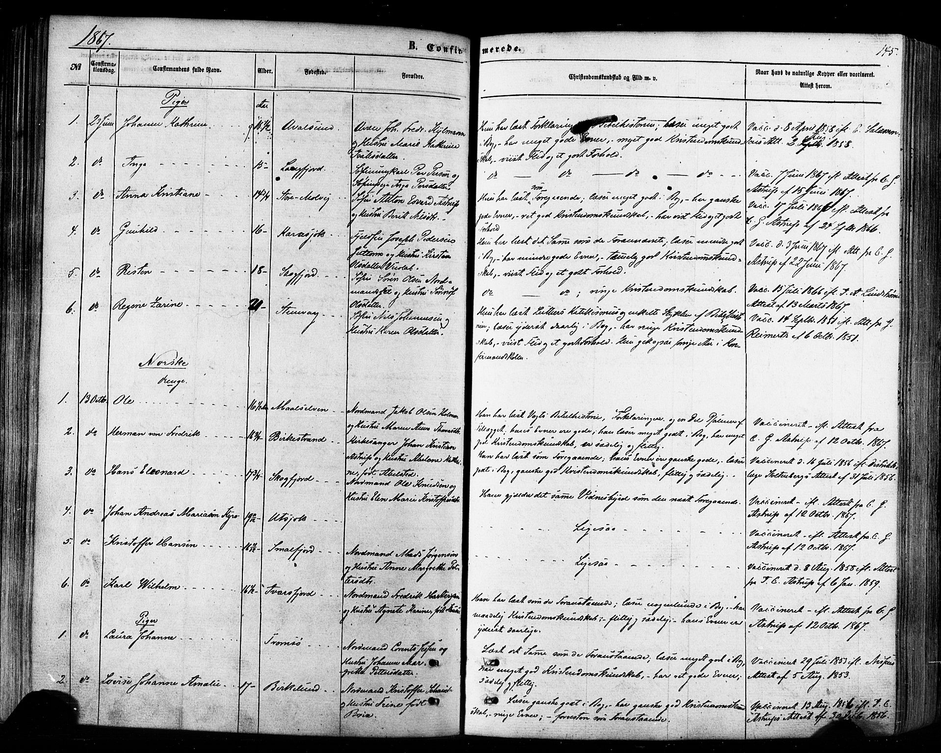 Tana sokneprestkontor, AV/SATØ-S-1334/H/Ha/L0002kirke: Parish register (official) no. 2 /1, 1861-1877, p. 145