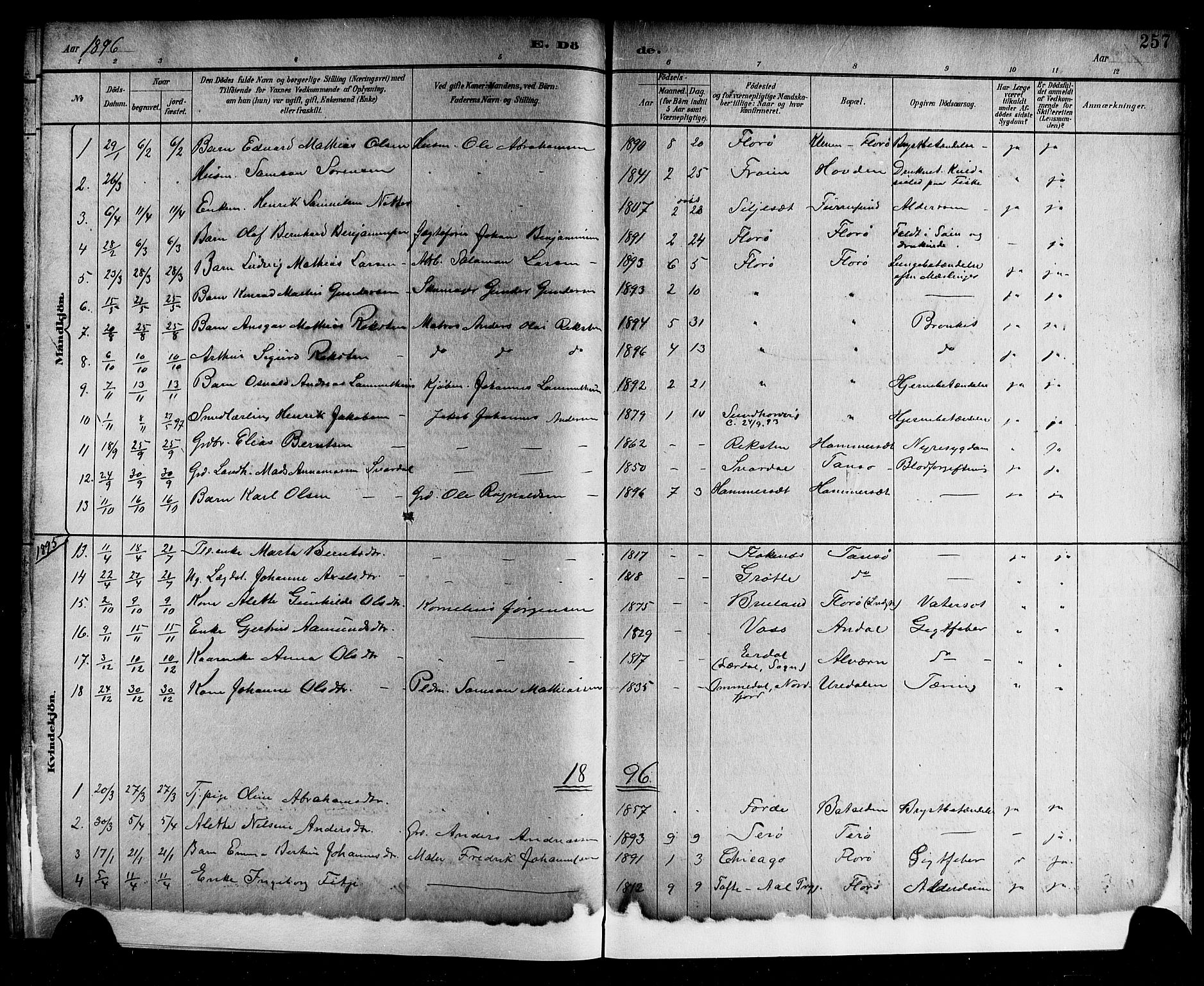 Kinn sokneprestembete, SAB/A-80801/H/Hab/Haba/L0002: Parish register (copy) no. A 2, 1882-1906, p. 257