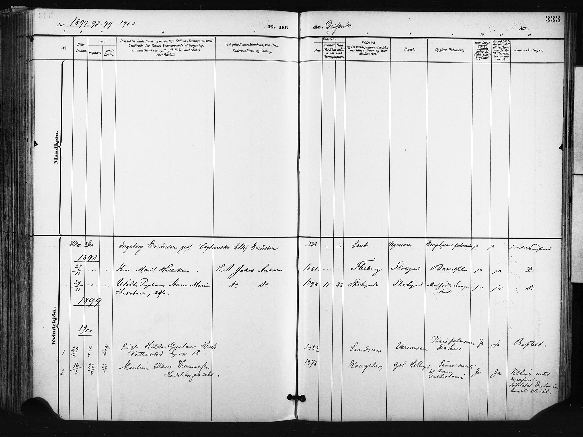 Kongsberg kirkebøker, AV/SAKO-A-22/F/Fb/L0003: Parish register (official) no. II 3, 1896-1905, p. 333
