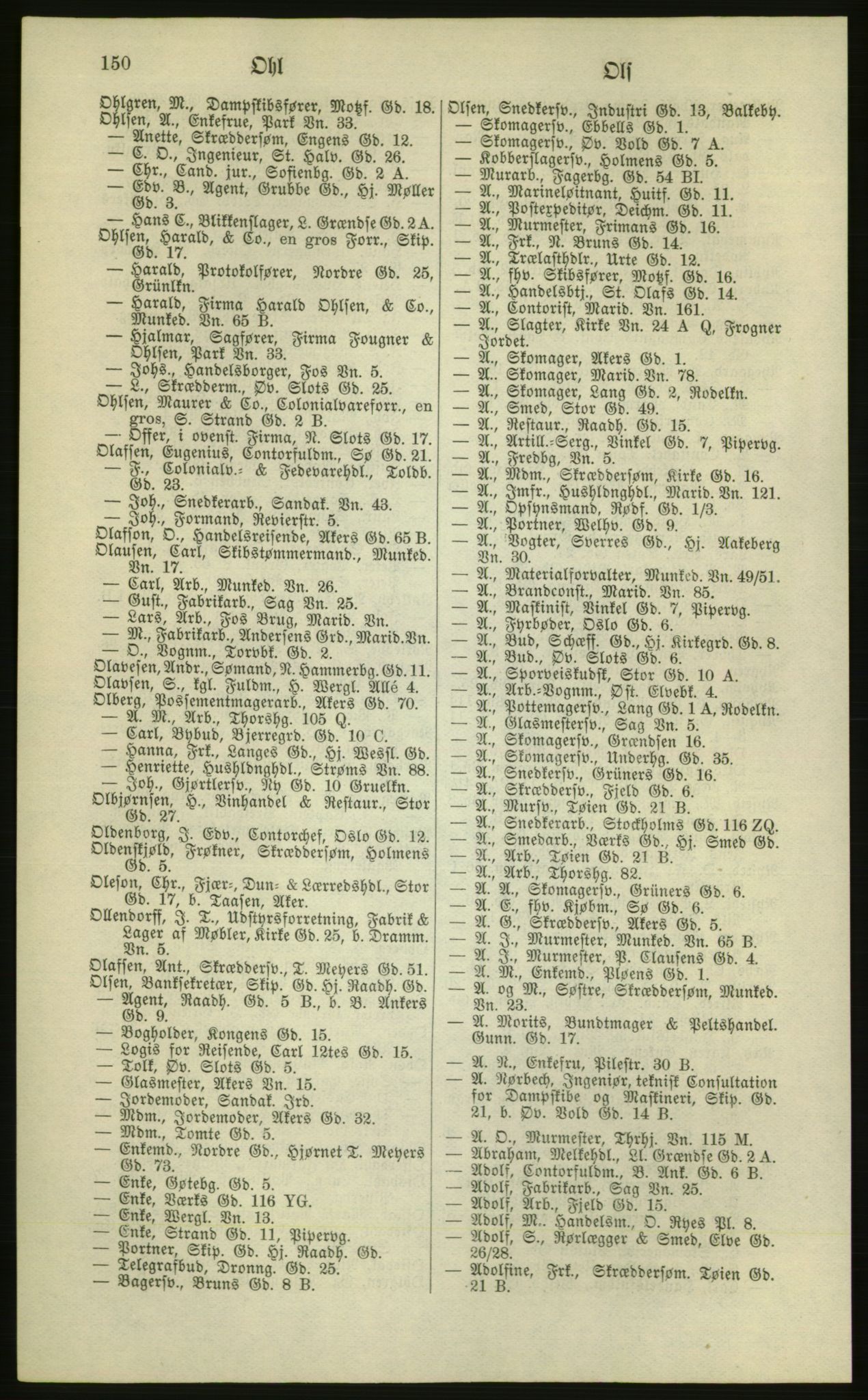 Kristiania/Oslo adressebok, PUBL/-, 1881, p. 150