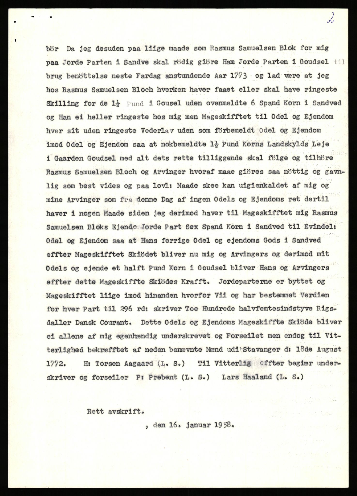 Statsarkivet i Stavanger, AV/SAST-A-101971/03/Y/Yj/L0025: Avskrifter sortert etter gårdsnavn: Garpestad - Gjerde, 1750-1930, p. 105