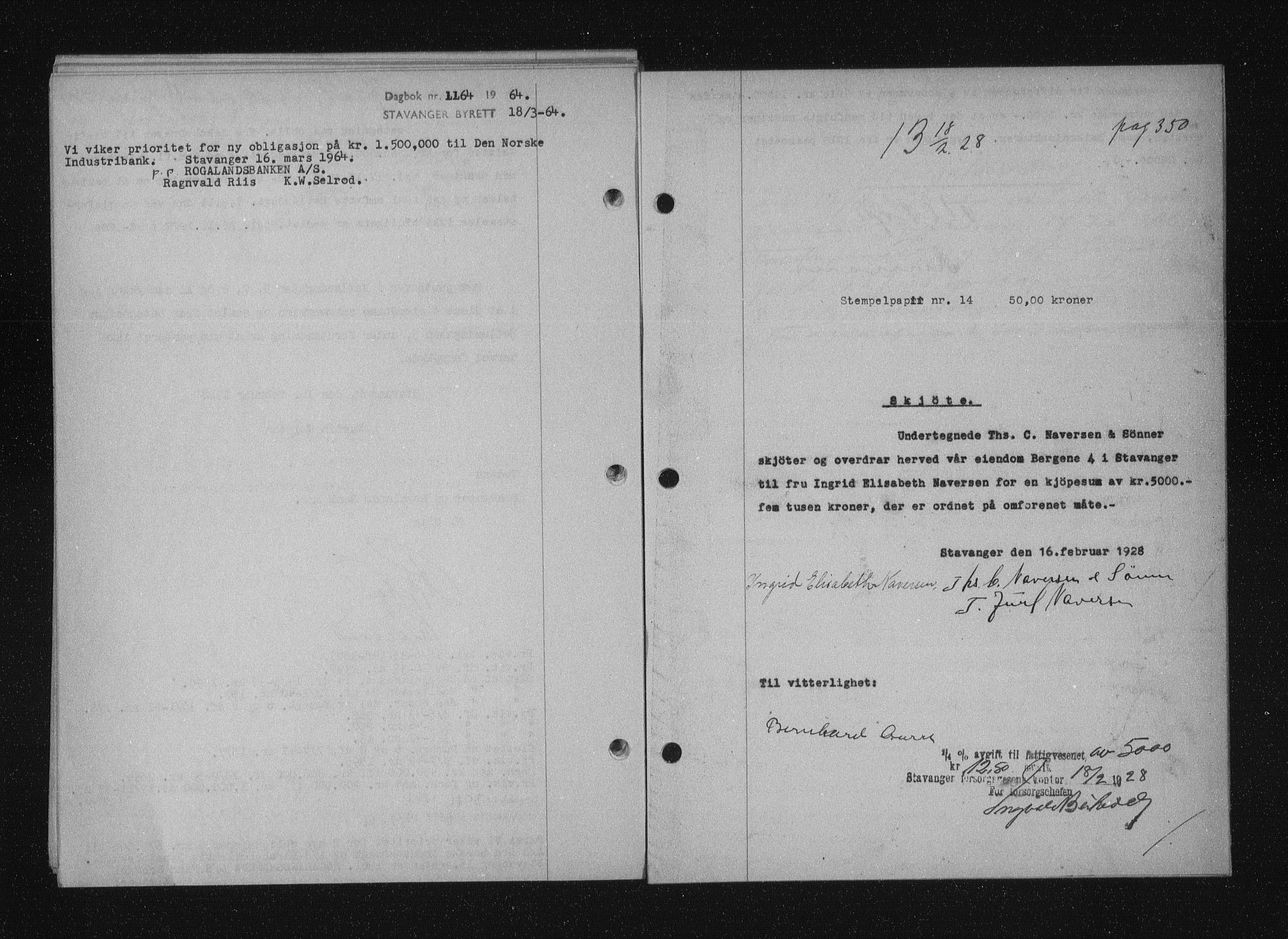 Stavanger byfogd, AV/SAST-A-101408/001/4/41/410/410BB/L0053: Mortgage book no. 41, 1927-1928, Deed date: 18.02.1928