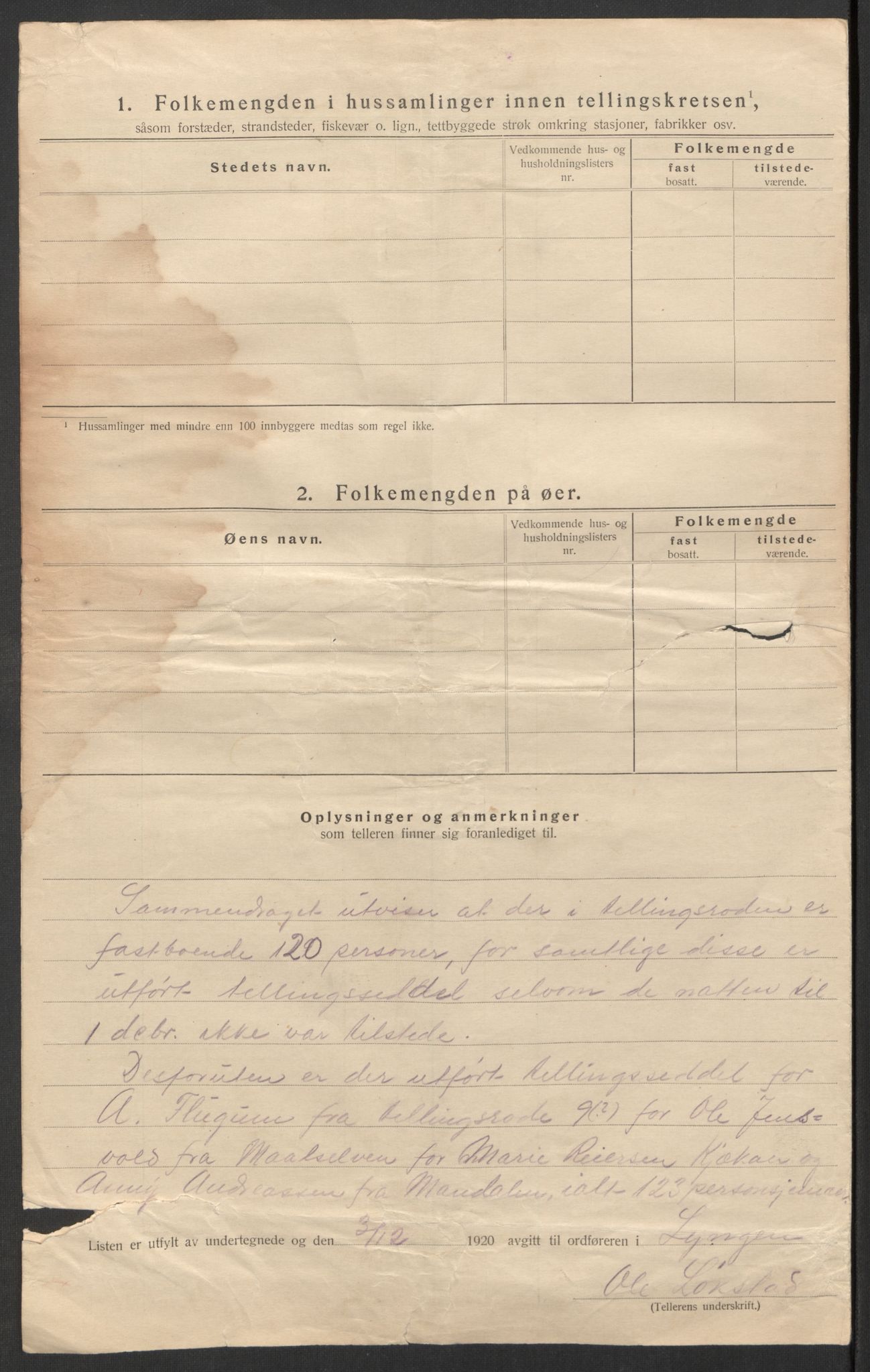 SATØ, 1920 census for Lyngen, 1920, p. 36