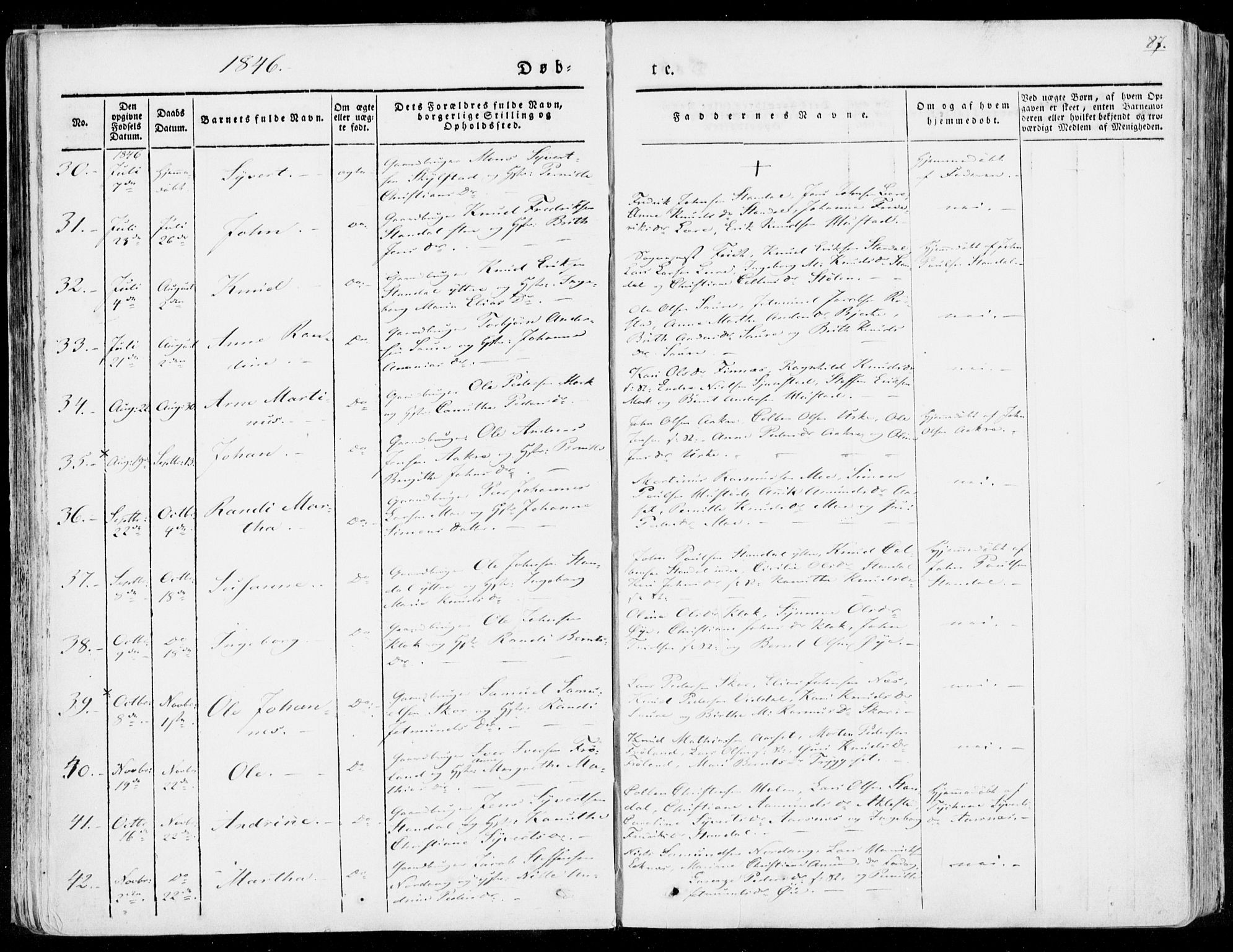 Ministerialprotokoller, klokkerbøker og fødselsregistre - Møre og Romsdal, AV/SAT-A-1454/515/L0208: Parish register (official) no. 515A04, 1830-1846, p. 87