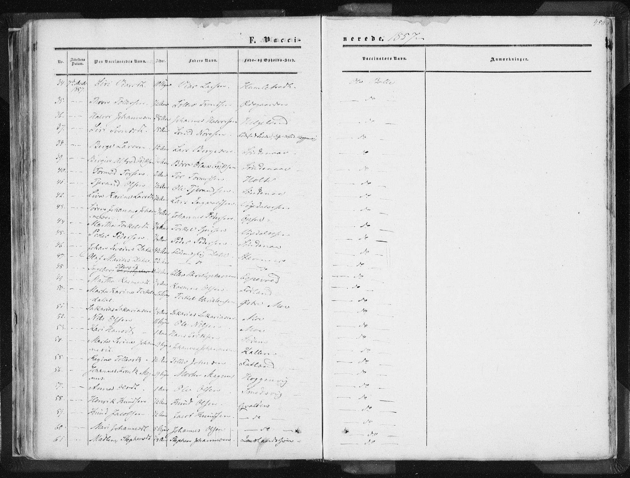 Vikedal sokneprestkontor, AV/SAST-A-101840/01/IV: Parish register (official) no. A 6.2, 1851-1867, p. 450