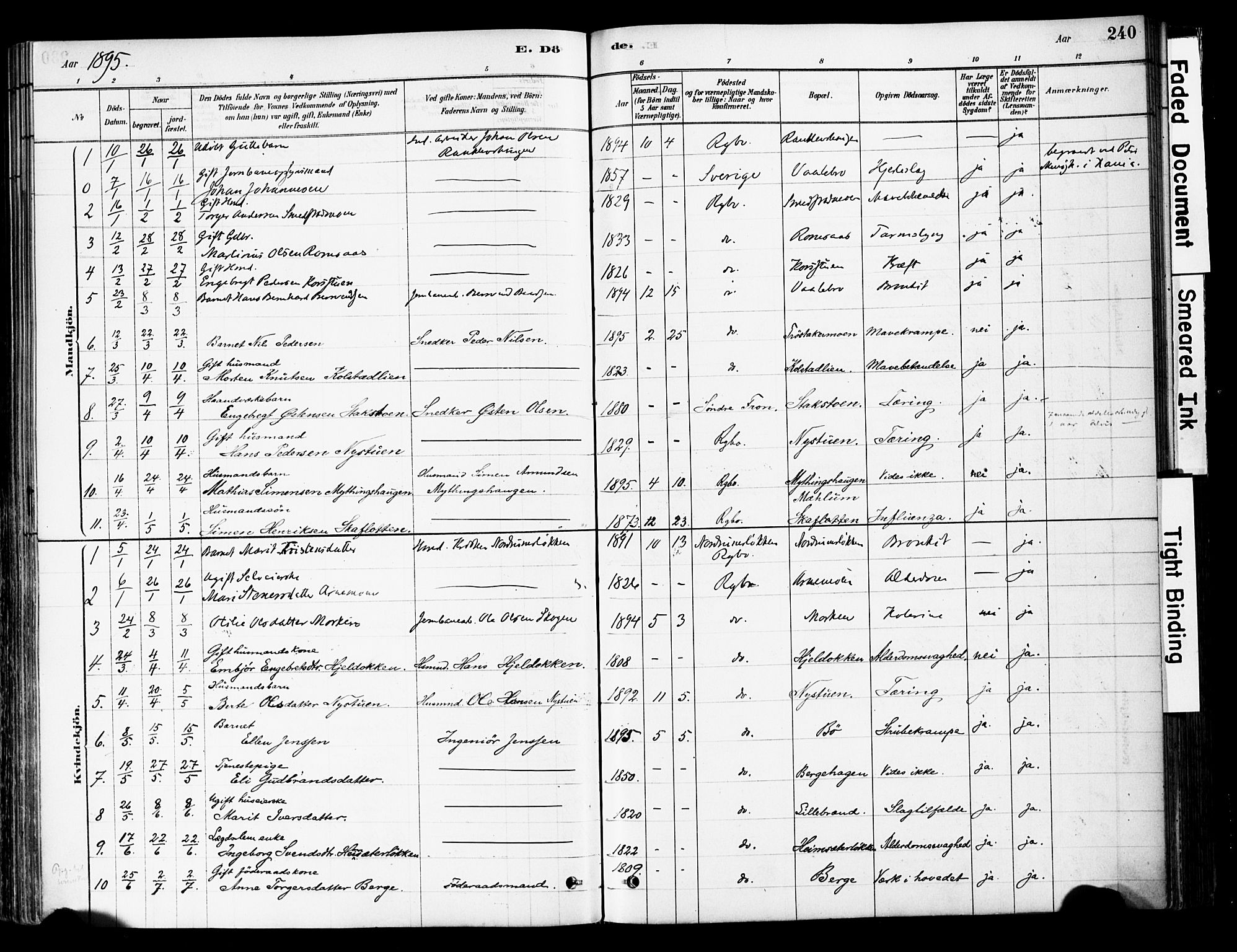 Ringebu prestekontor, SAH/PREST-082/H/Ha/Haa/L0008: Parish register (official) no. 8, 1878-1898, p. 240