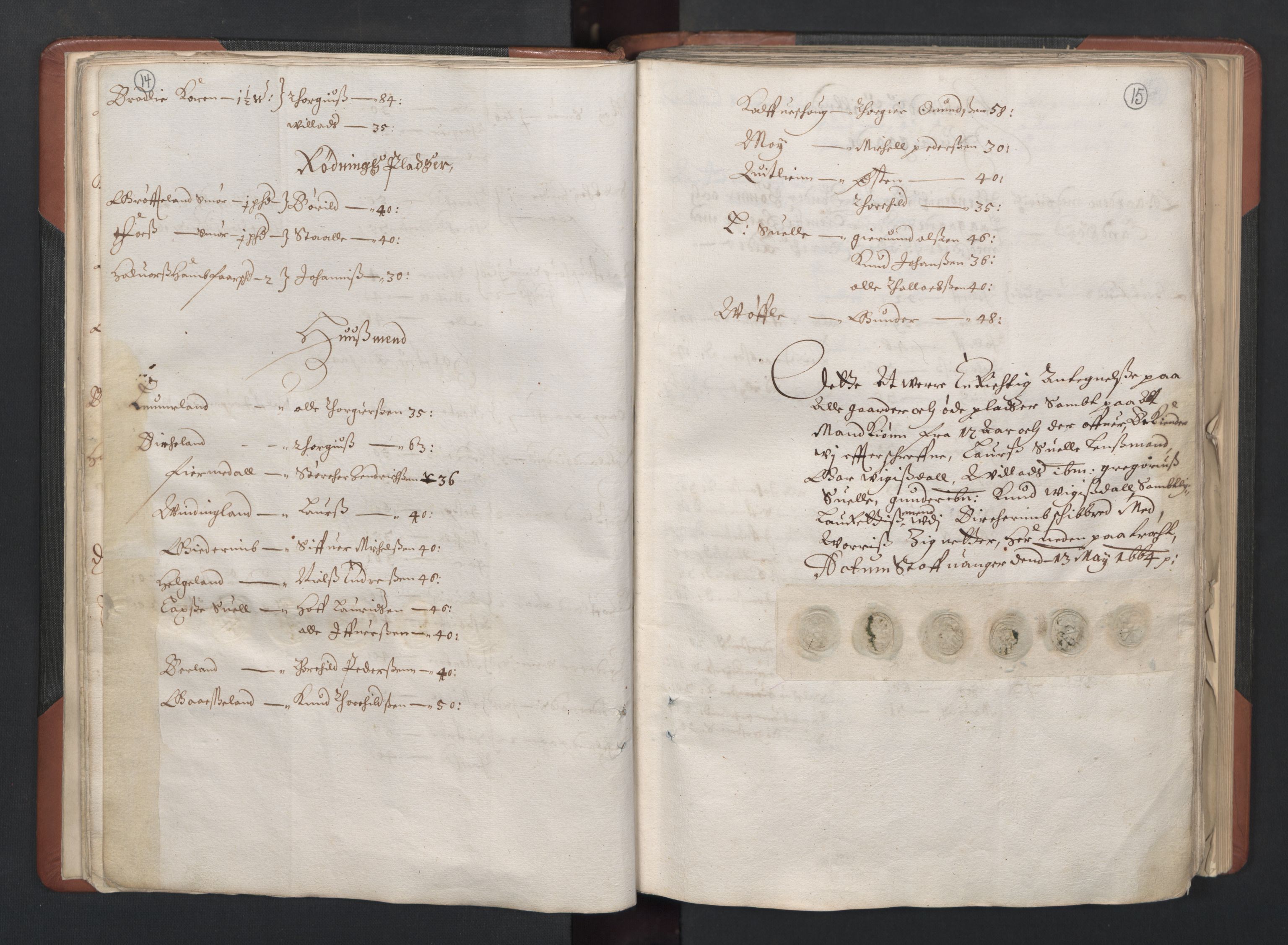 RA, Bailiff's Census 1664-1666, no. 11: Jæren and Dalane fogderi, 1664, p. 14-15