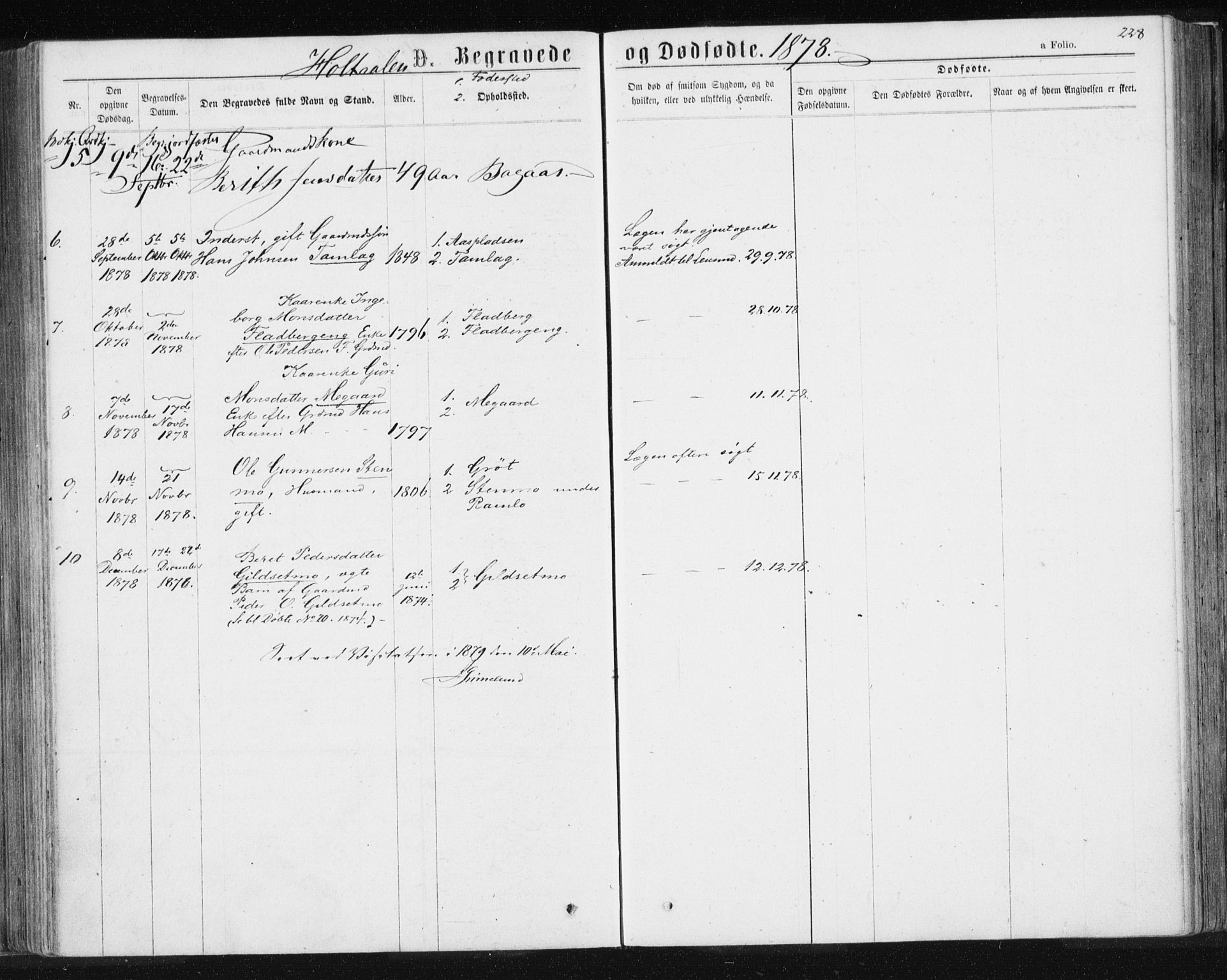 Ministerialprotokoller, klokkerbøker og fødselsregistre - Sør-Trøndelag, SAT/A-1456/685/L0969: Parish register (official) no. 685A08 /1, 1870-1878, p. 228