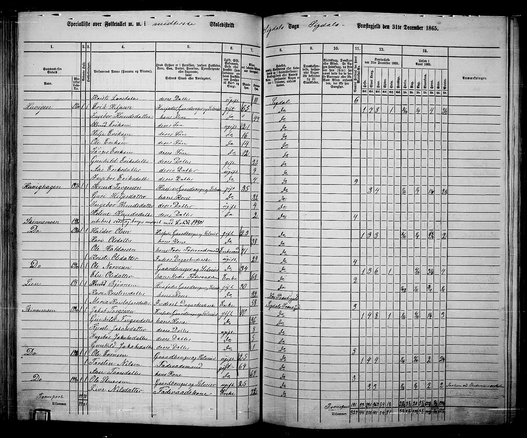 RA, 1865 census for Sigdal, 1865, p. 114