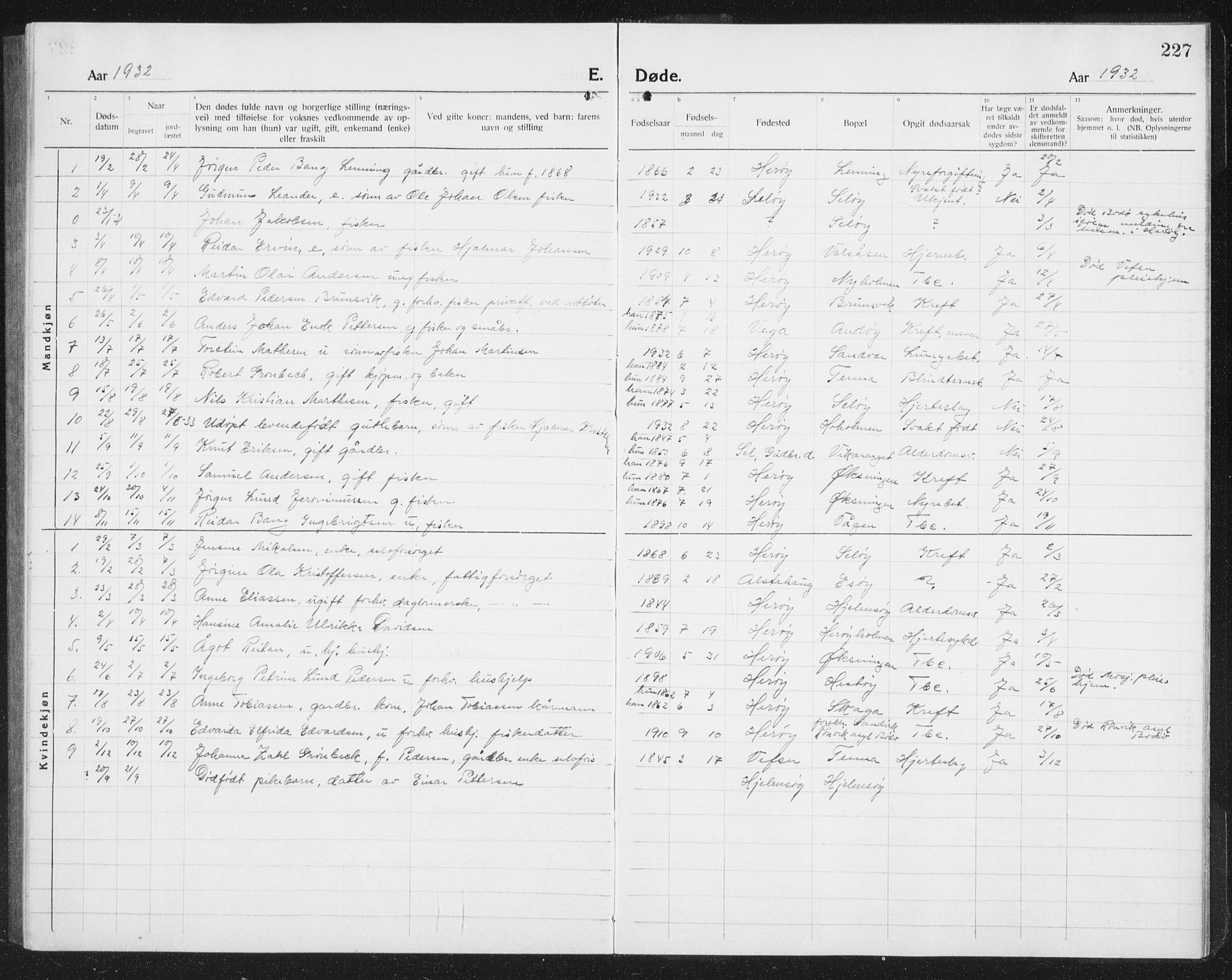 Ministerialprotokoller, klokkerbøker og fødselsregistre - Nordland, SAT/A-1459/834/L0517: Parish register (copy) no. 834C07, 1919-1939, p. 227
