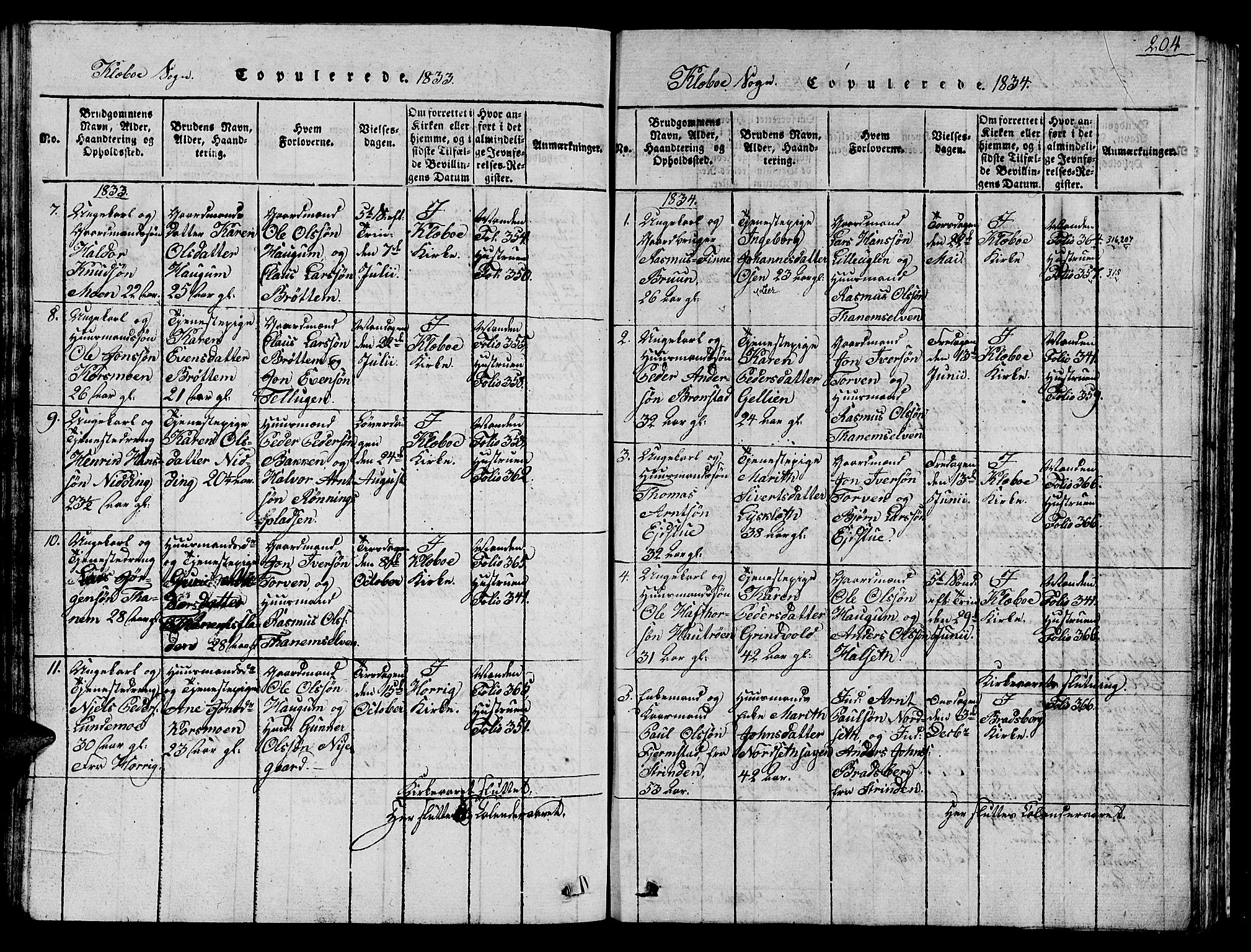 Ministerialprotokoller, klokkerbøker og fødselsregistre - Sør-Trøndelag, AV/SAT-A-1456/618/L0450: Parish register (copy) no. 618C01, 1816-1865, p. 204