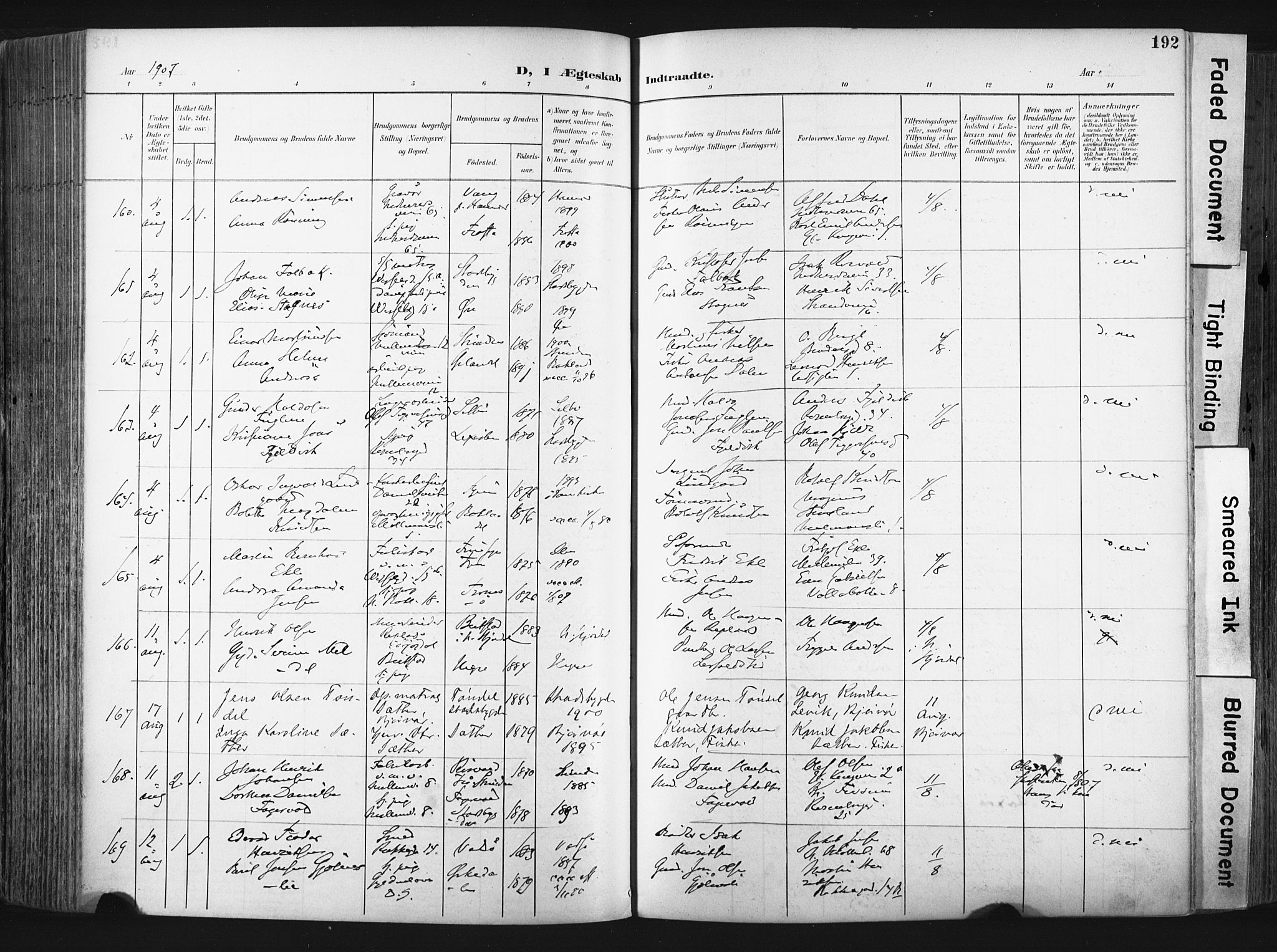 Ministerialprotokoller, klokkerbøker og fødselsregistre - Sør-Trøndelag, SAT/A-1456/604/L0201: Parish register (official) no. 604A21, 1901-1911, p. 192