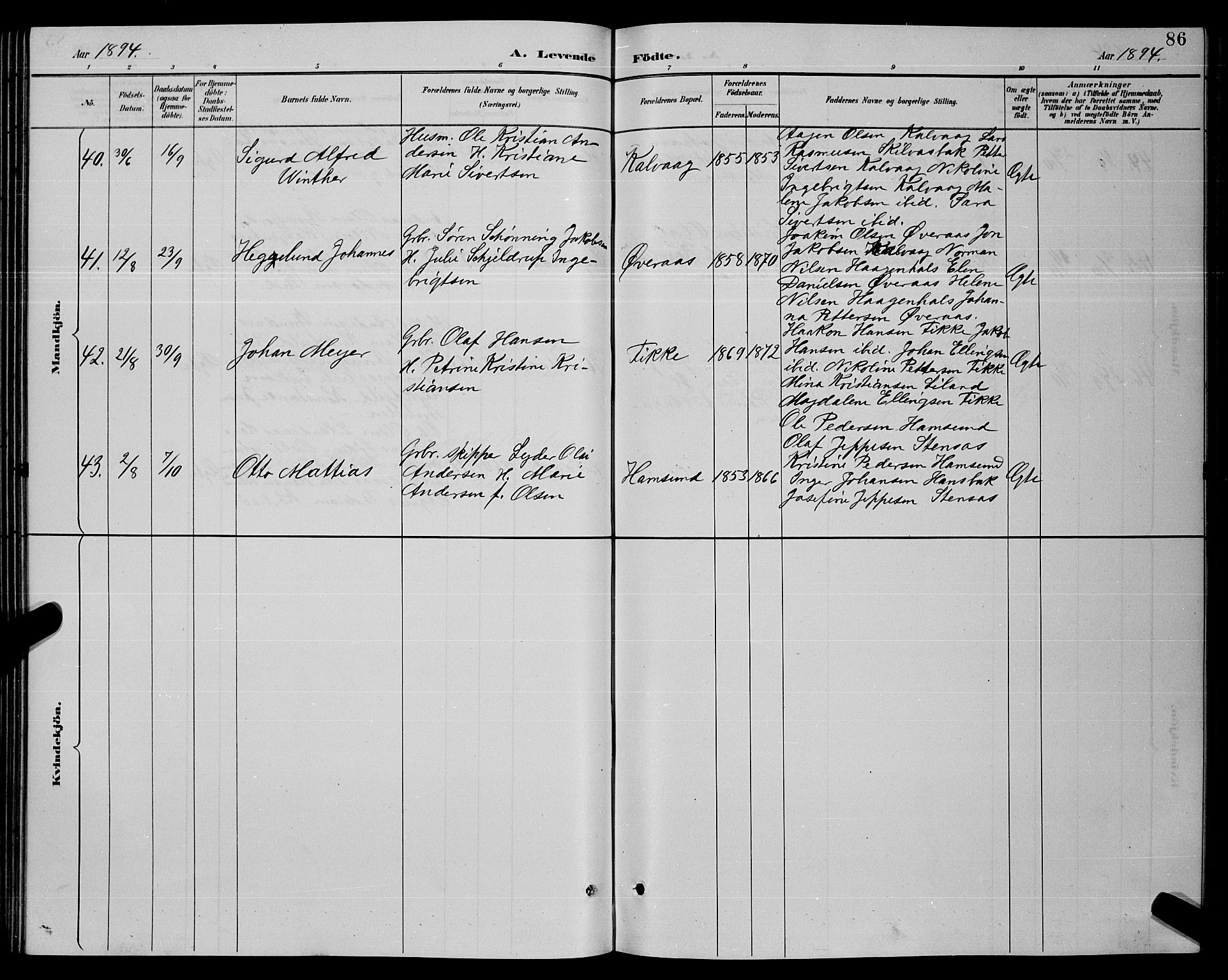 Ministerialprotokoller, klokkerbøker og fødselsregistre - Nordland, SAT/A-1459/859/L0859: Parish register (copy) no. 859C05, 1887-1898, p. 86