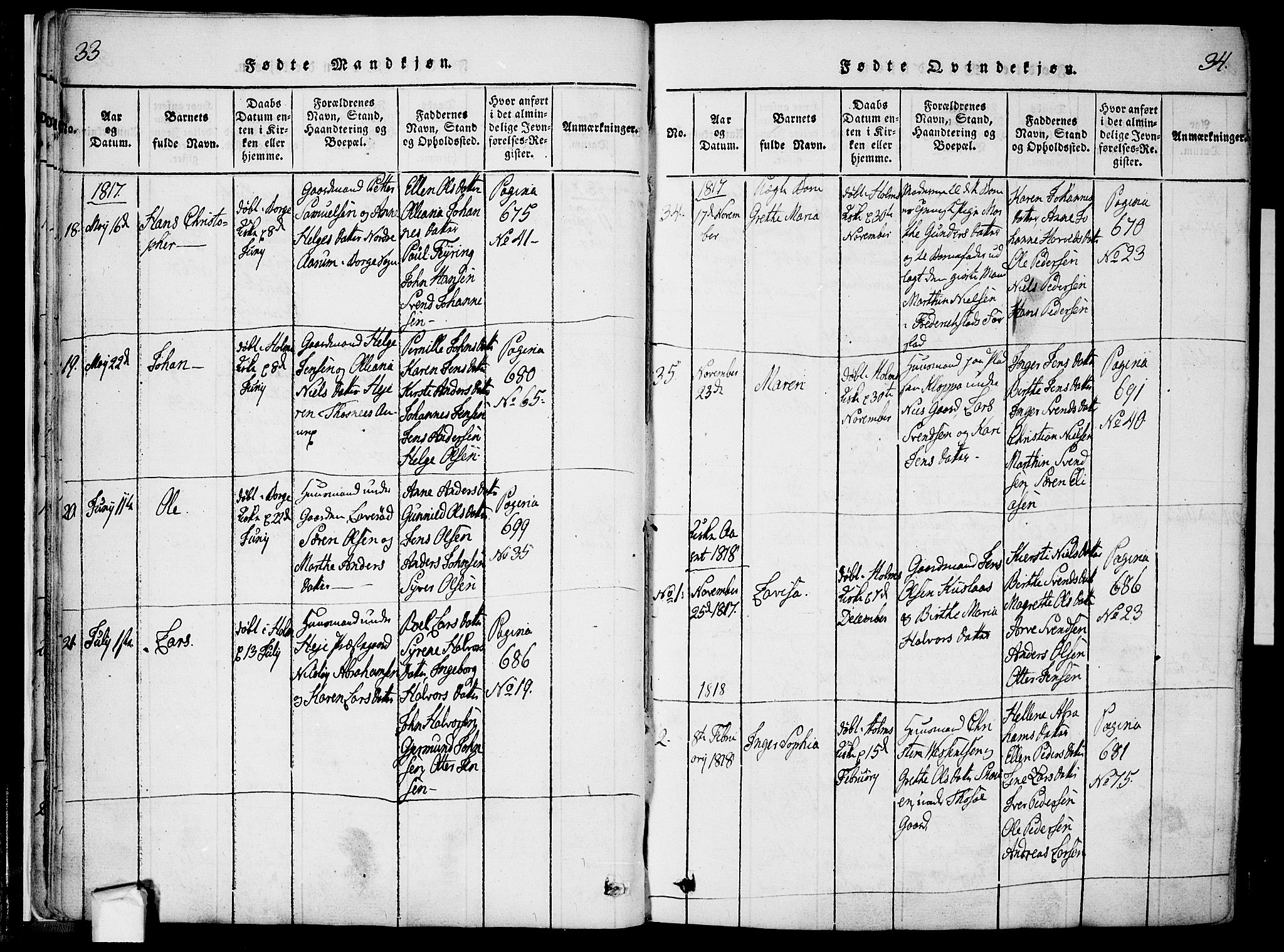 Borge prestekontor Kirkebøker, AV/SAO-A-10903/F/Fa/L0003: Parish register (official) no. I 3, 1815-1836, p. 33-34