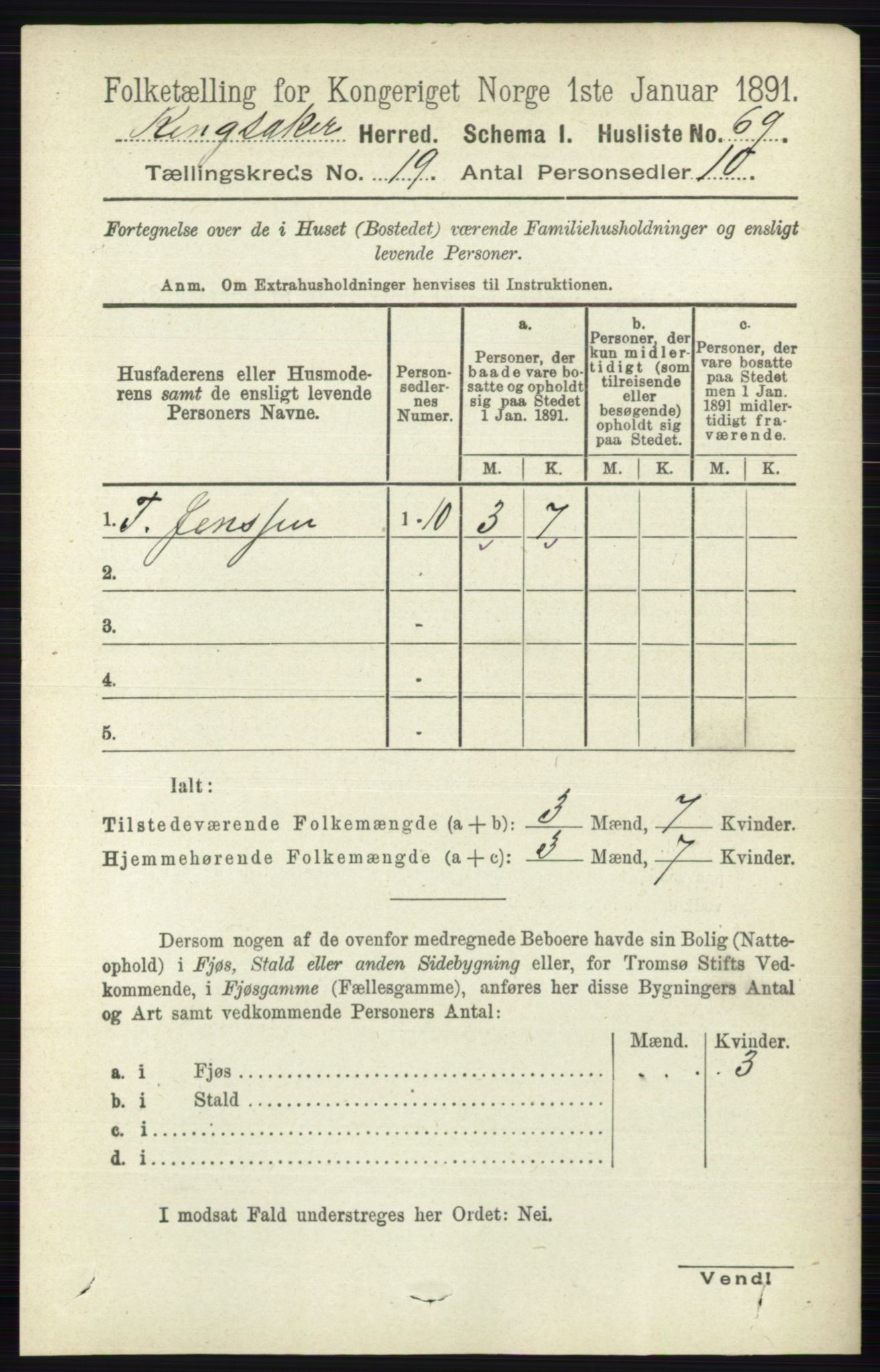 RA, 1891 census for 0412 Ringsaker, 1891, p. 10593