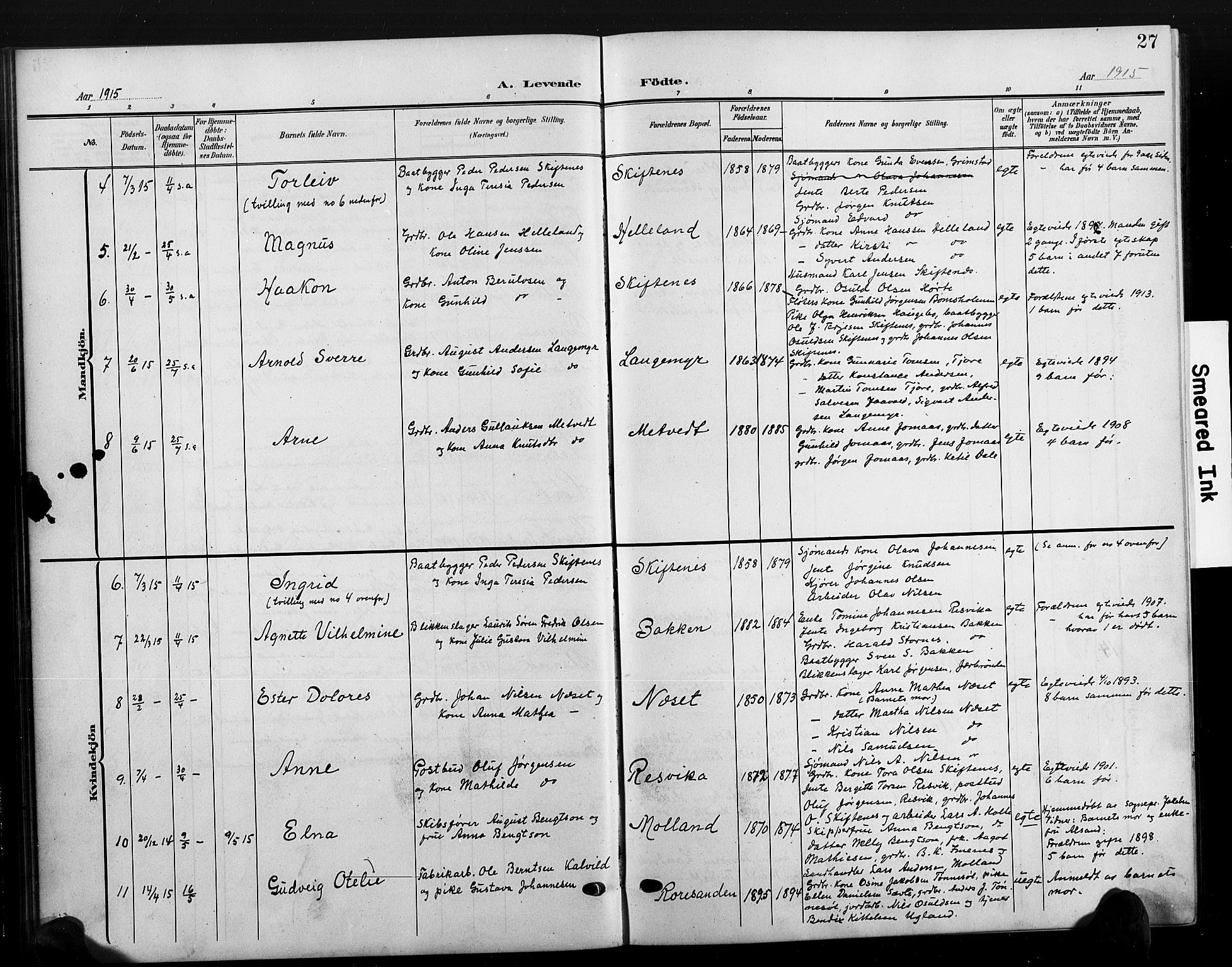 Hommedal sokneprestkontor, AV/SAK-1111-0023/F/Fb/Fbb/L0008: Parish register (copy) no. B 8, 1905-1929, p. 27