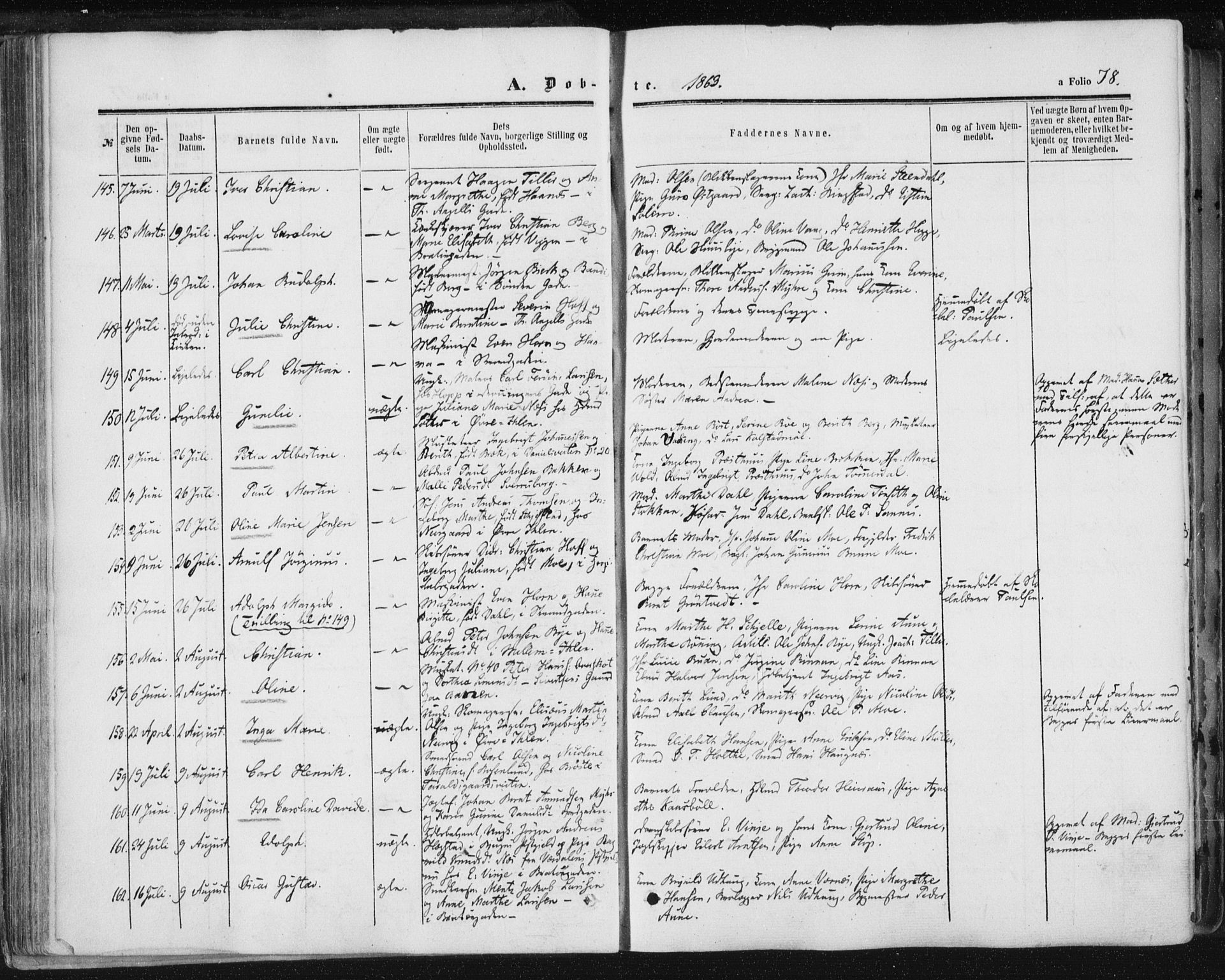 Ministerialprotokoller, klokkerbøker og fødselsregistre - Sør-Trøndelag, AV/SAT-A-1456/602/L0115: Parish register (official) no. 602A13, 1860-1872, p. 78