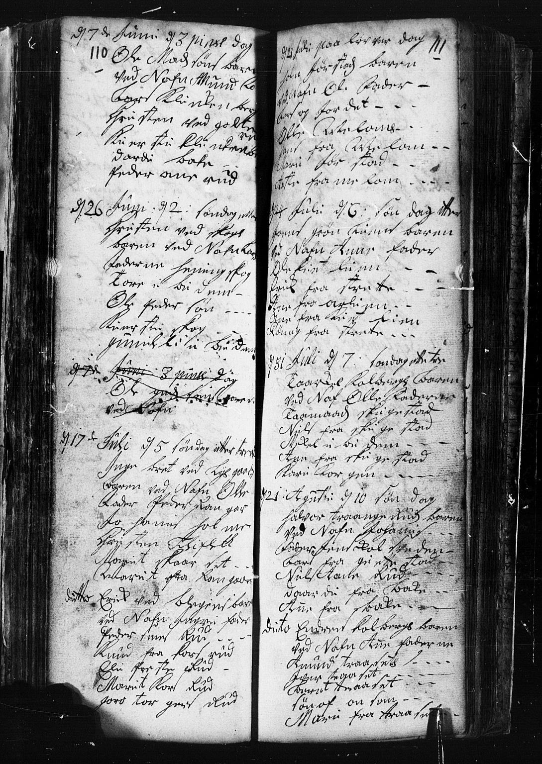 Fåberg prestekontor, SAH/PREST-086/H/Ha/Hab/L0001: Parish register (copy) no. 1, 1727-1767, p. 110-111
