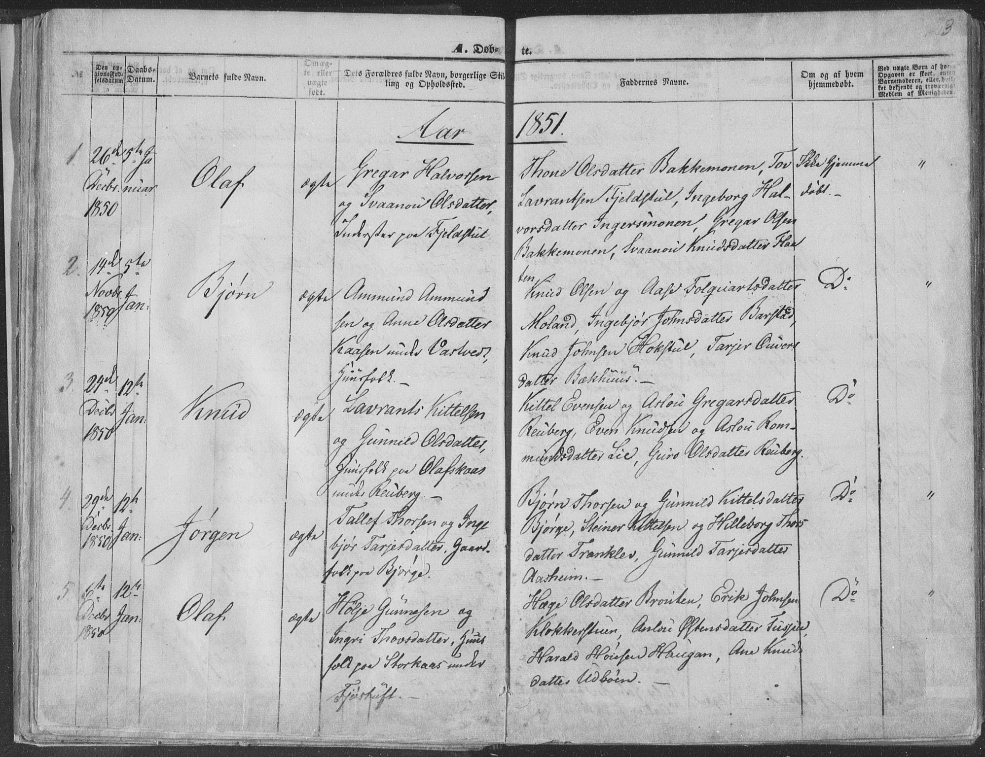 Seljord kirkebøker, SAKO/A-20/F/Fa/L012a: Parish register (official) no. I 12A, 1850-1865, p. 23
