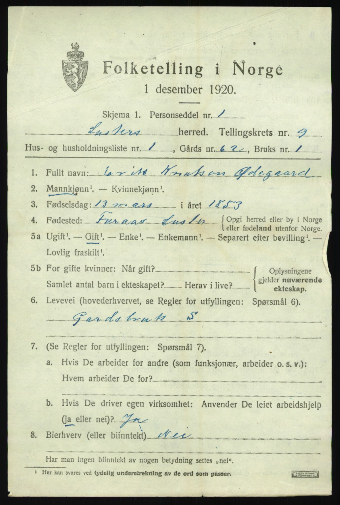 SAB, 1920 census for Luster, 1920, p. 5078