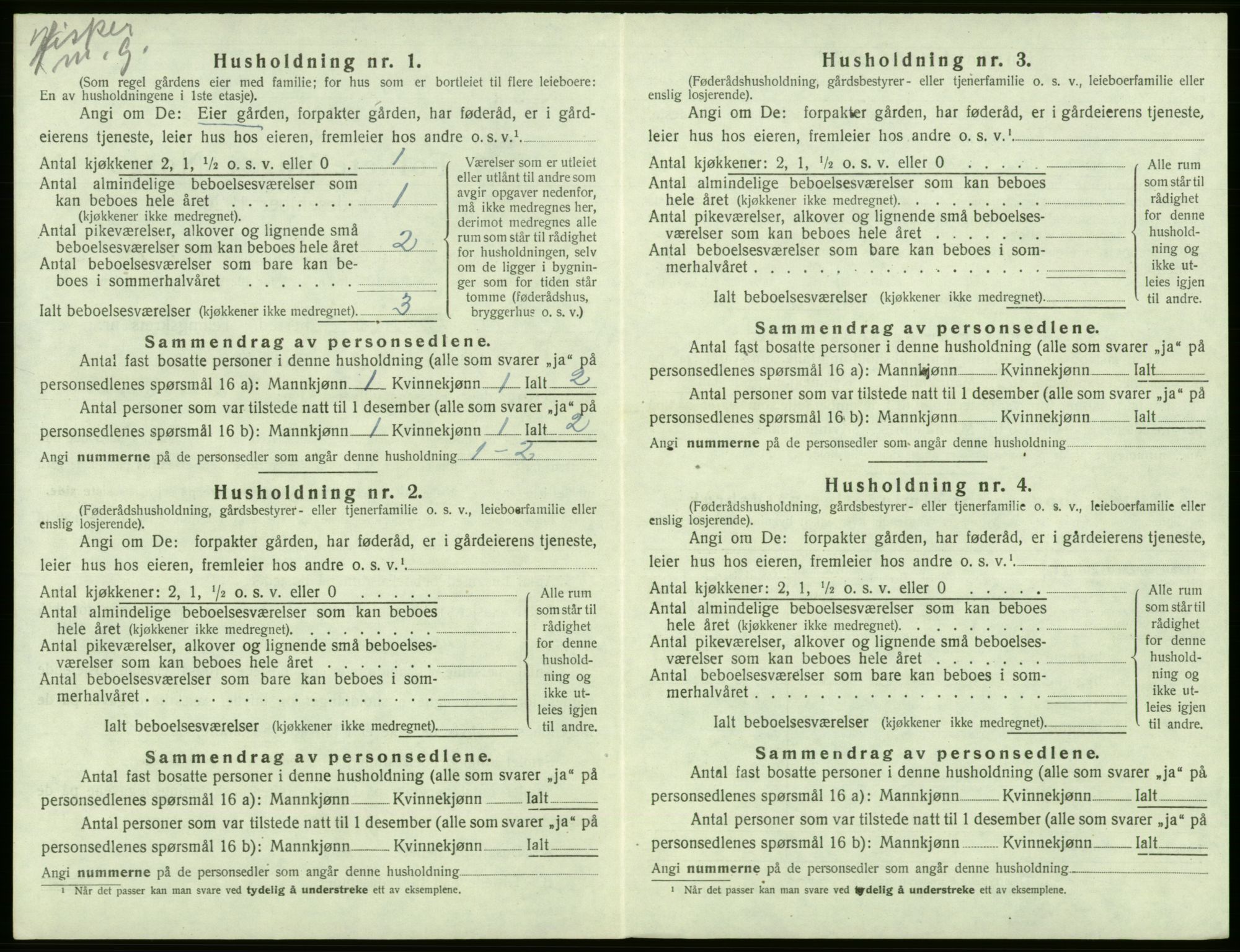 SAB, 1920 census for Tysnes, 1920, p. 250