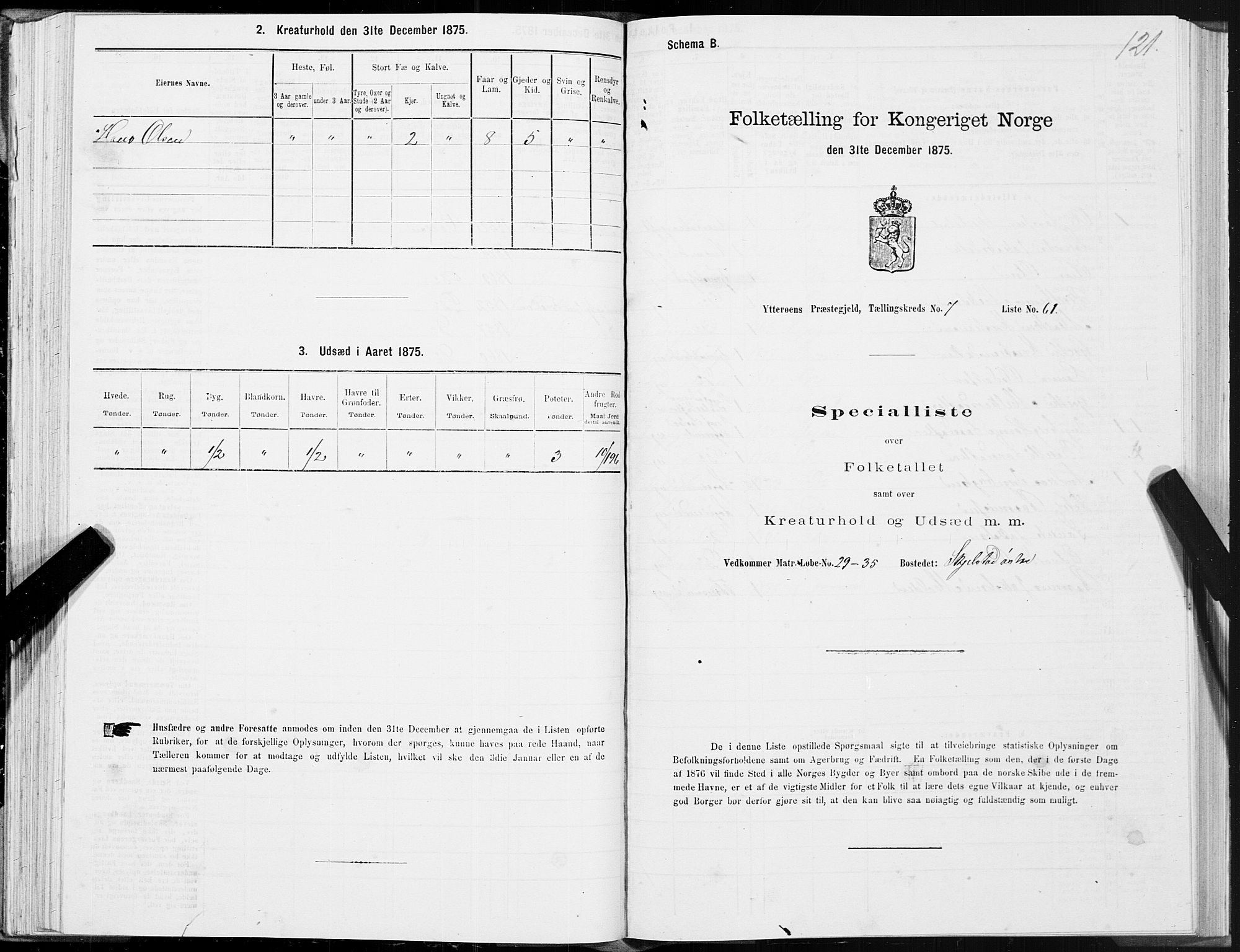 SAT, 1875 census for 1722P Ytterøy, 1875, p. 4121