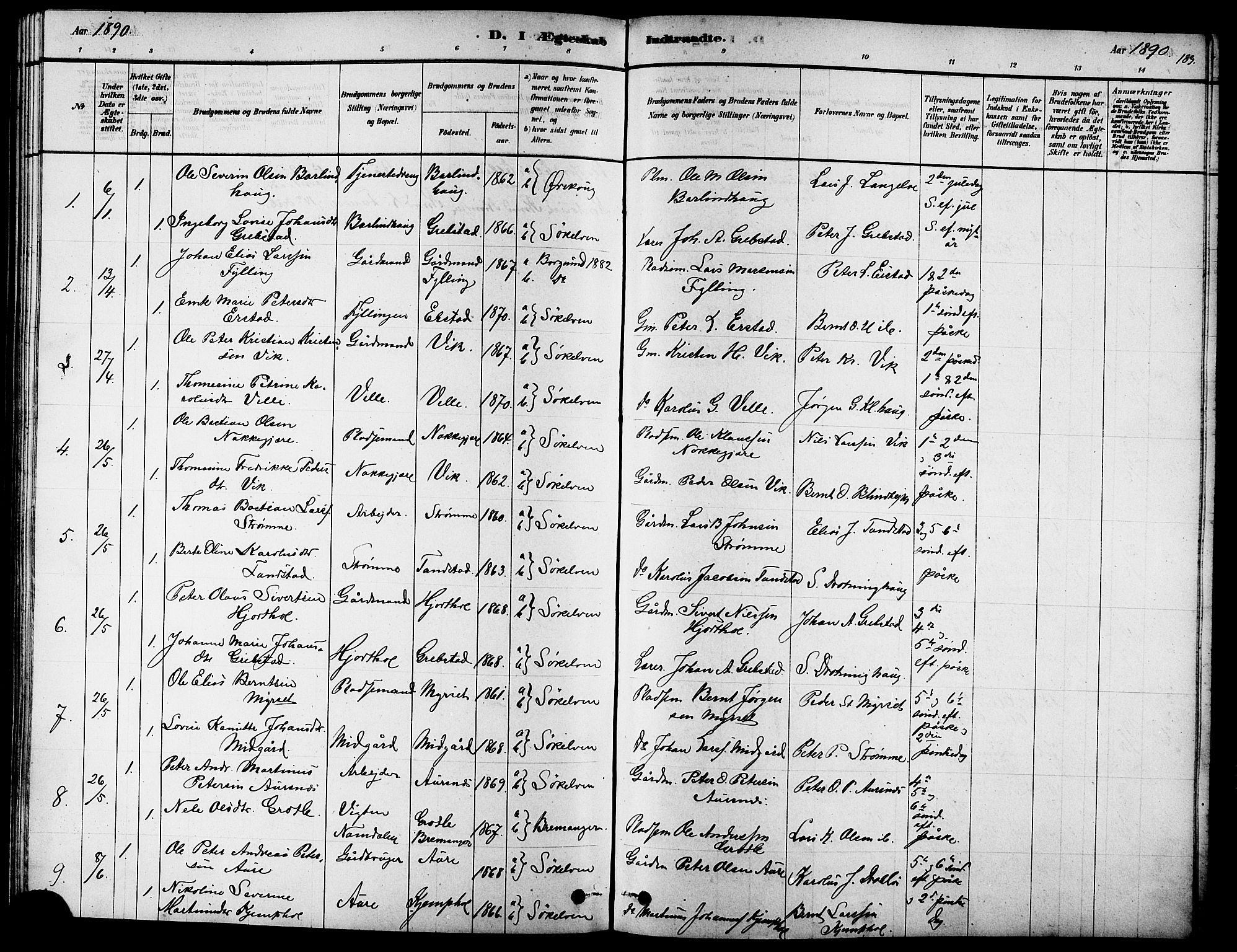 Ministerialprotokoller, klokkerbøker og fødselsregistre - Møre og Romsdal, SAT/A-1454/523/L0339: Parish register (copy) no. 523C02, 1878-1891, p. 183