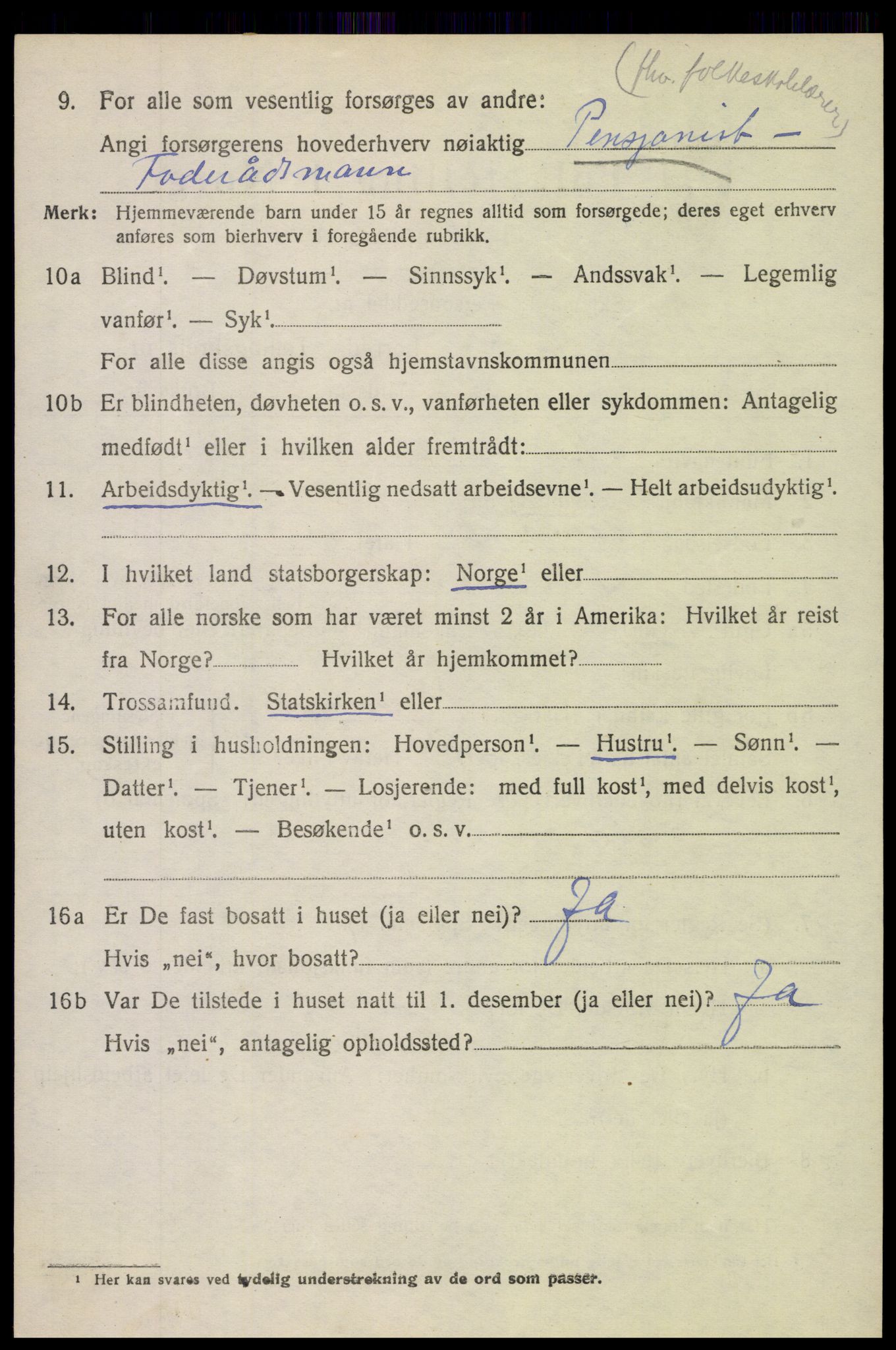 SAH, 1920 census for Fluberg, 1920, p. 3945