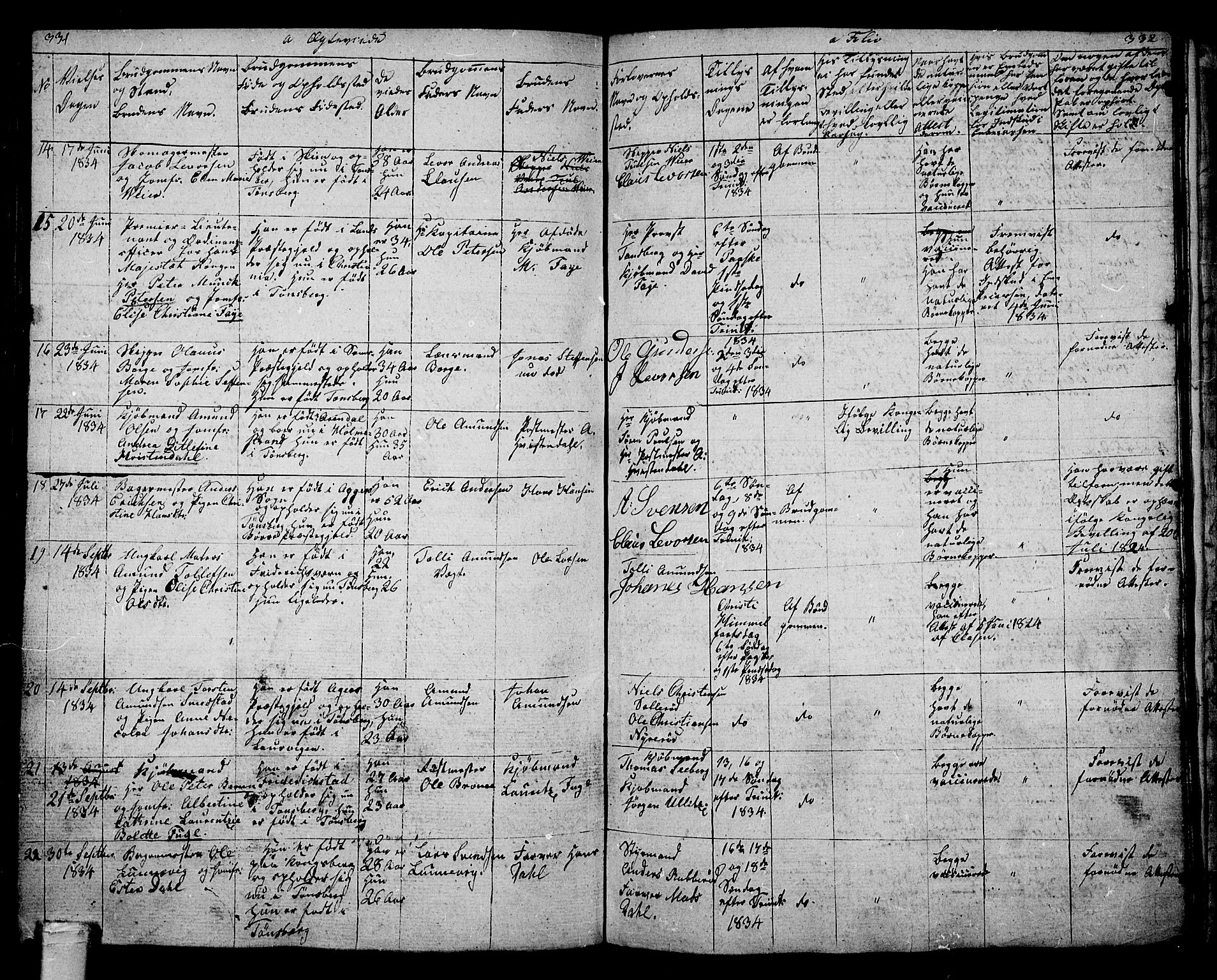 Tønsberg kirkebøker, AV/SAKO-A-330/G/Ga/L0002: Parish register (copy) no. 2, 1827-1854, p. 331-332