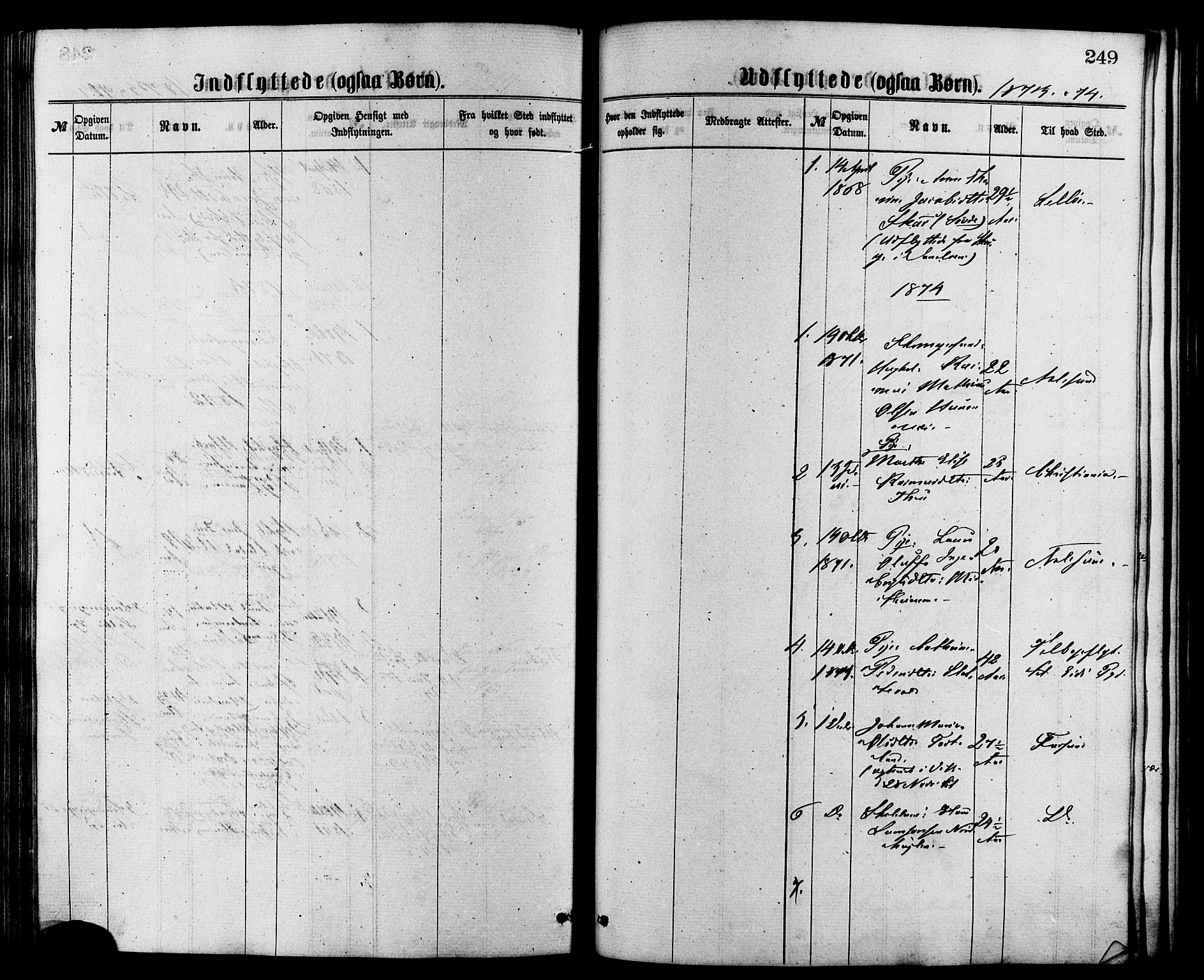 Ministerialprotokoller, klokkerbøker og fødselsregistre - Møre og Romsdal, AV/SAT-A-1454/501/L0007: Parish register (official) no. 501A07, 1868-1884, p. 249