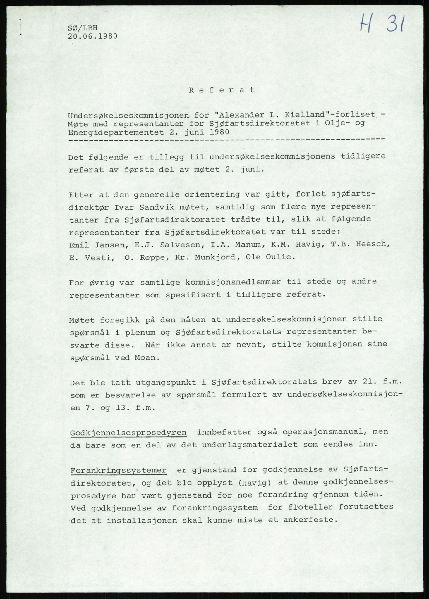 Justisdepartementet, Granskningskommisjonen ved Alexander Kielland-ulykken 27.3.1980, AV/RA-S-1165/D/L0013: H Sjøfartsdirektoratet og Skipskontrollen (H25-H43, H45, H47-H48, H50, H52)/I Det norske Veritas (I34, I41, I47), 1980-1981, p. 62