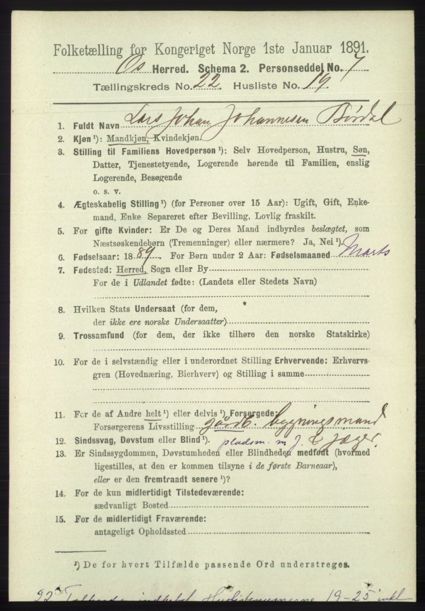 RA, 1891 census for 1243 Os, 1891, p. 5004