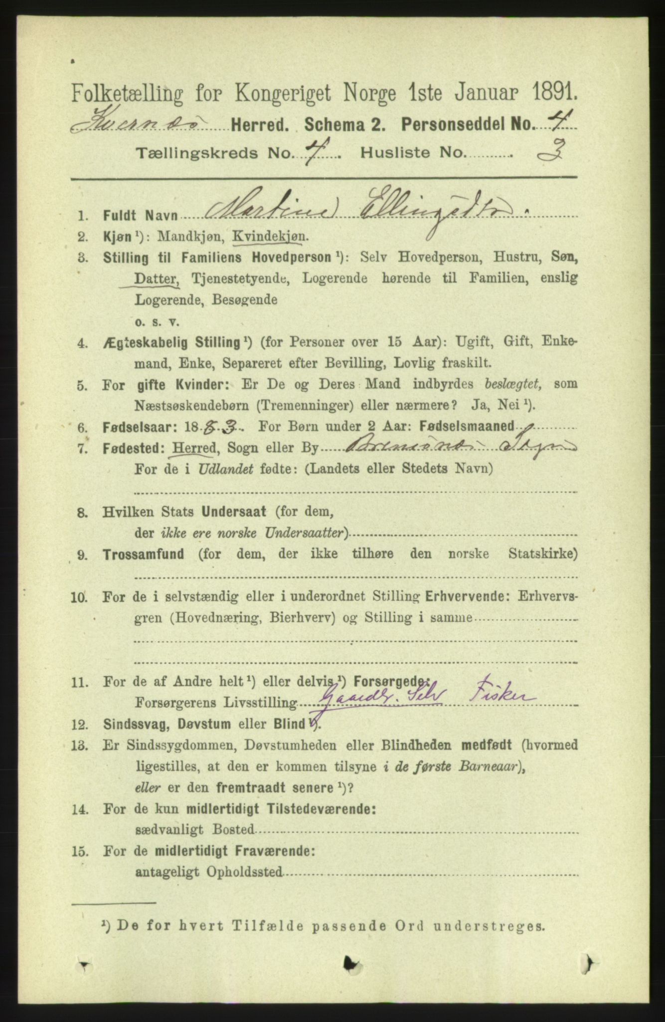 RA, 1891 census for 1553 Kvernes, 1891, p. 1744