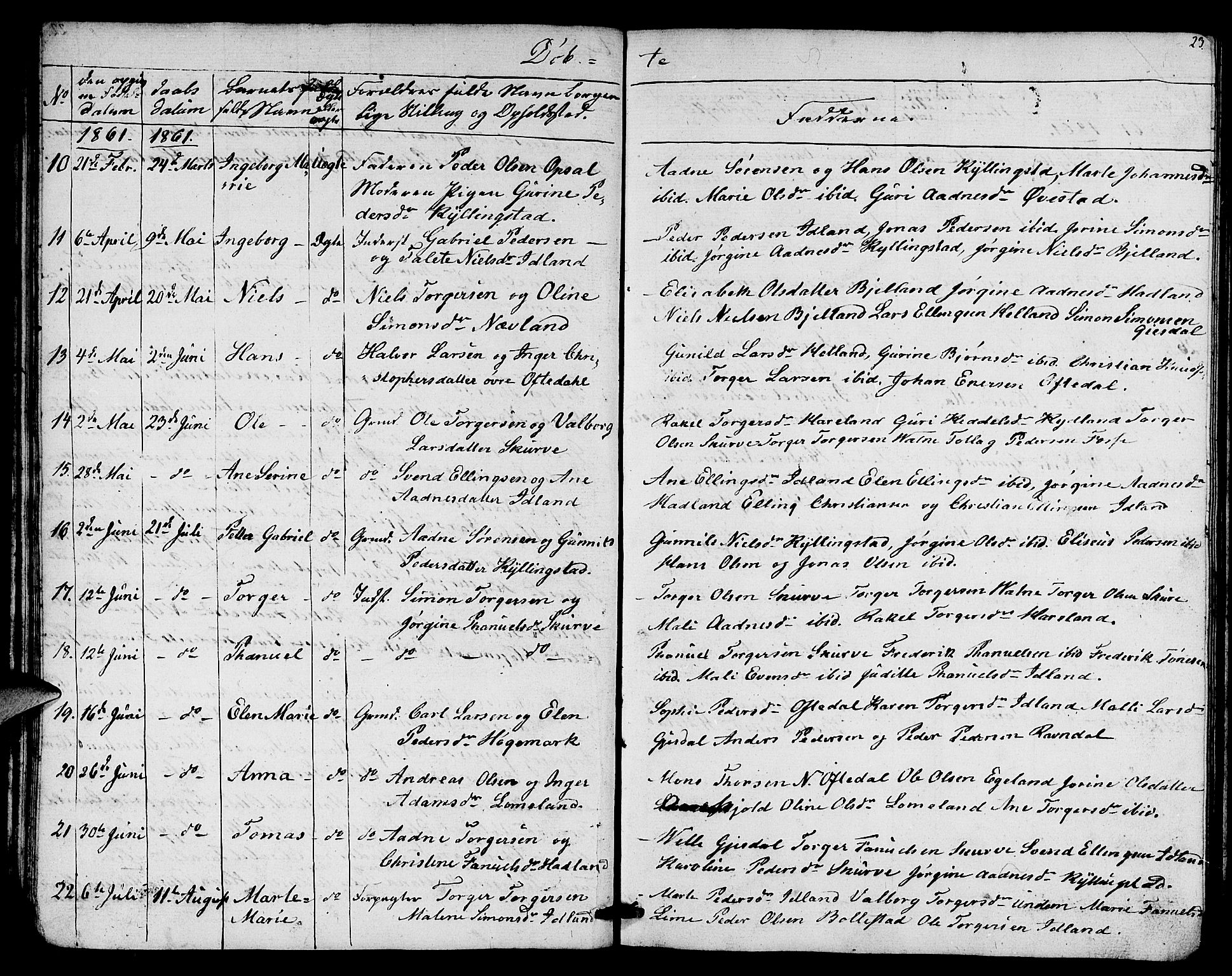 Lye sokneprestkontor, AV/SAST-A-101794/001/30BB/L0003: Parish register (copy) no. B 3, 1852-1874, p. 23