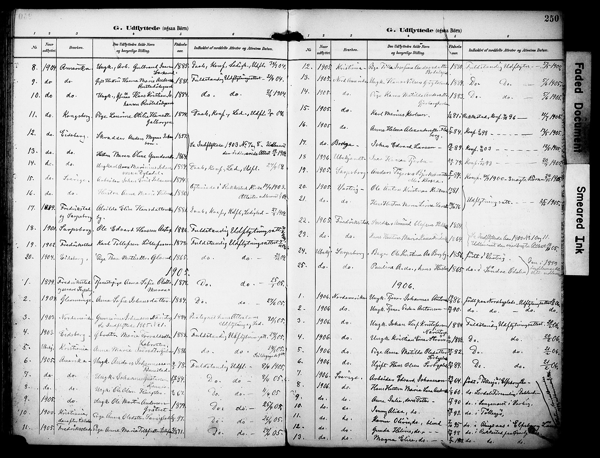 Rakkestad prestekontor Kirkebøker, AV/SAO-A-2008/F/Fa/L0013: Parish register (official) no. I 13, 1894-1908, p. 250