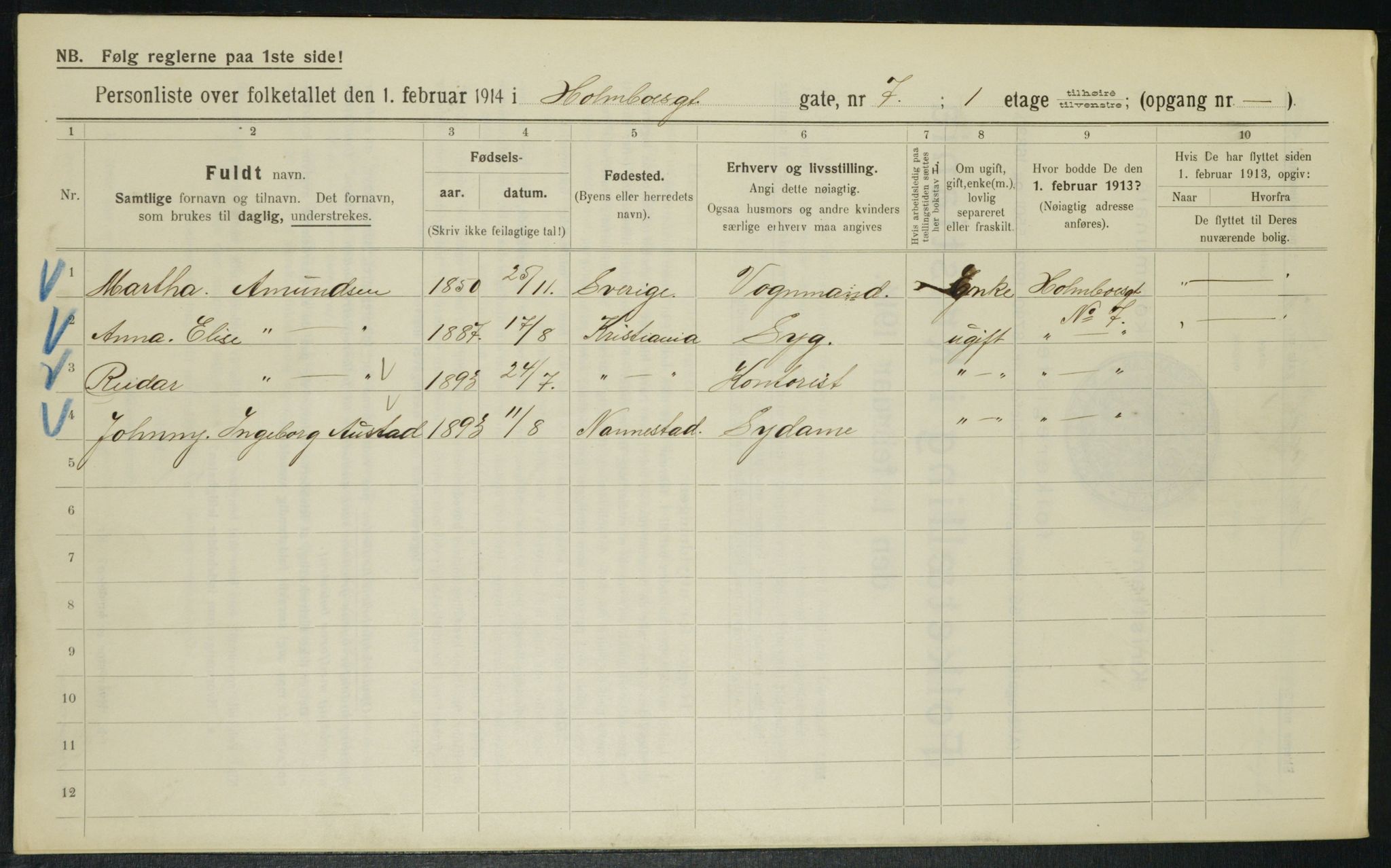 OBA, Municipal Census 1914 for Kristiania, 1914, p. 40870