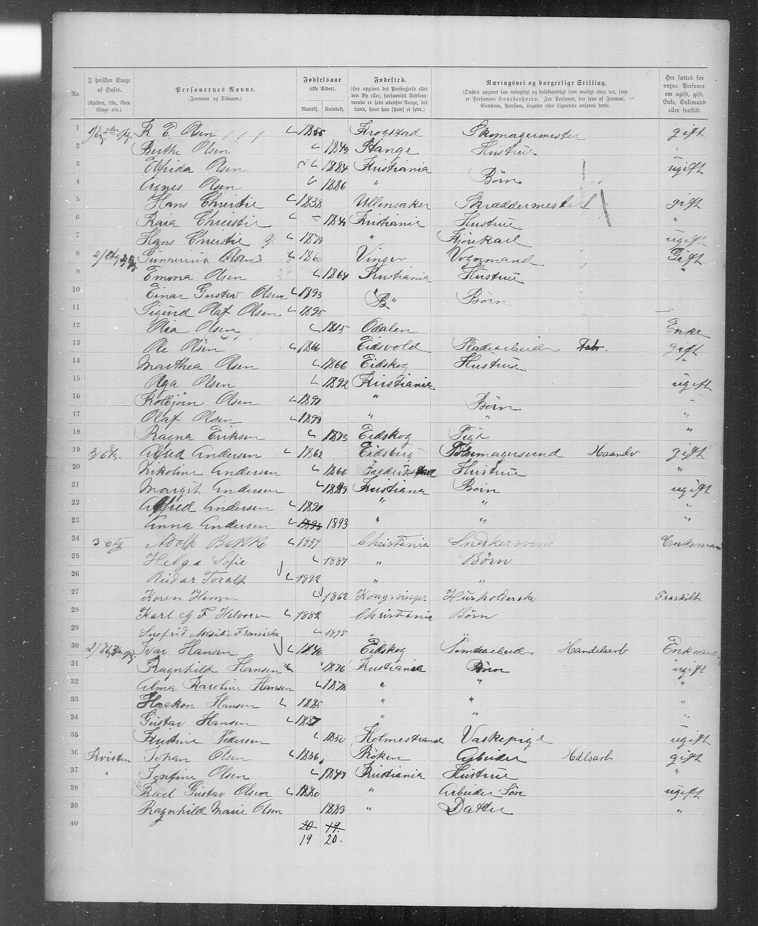 OBA, Municipal Census 1899 for Kristiania, 1899, p. 4211