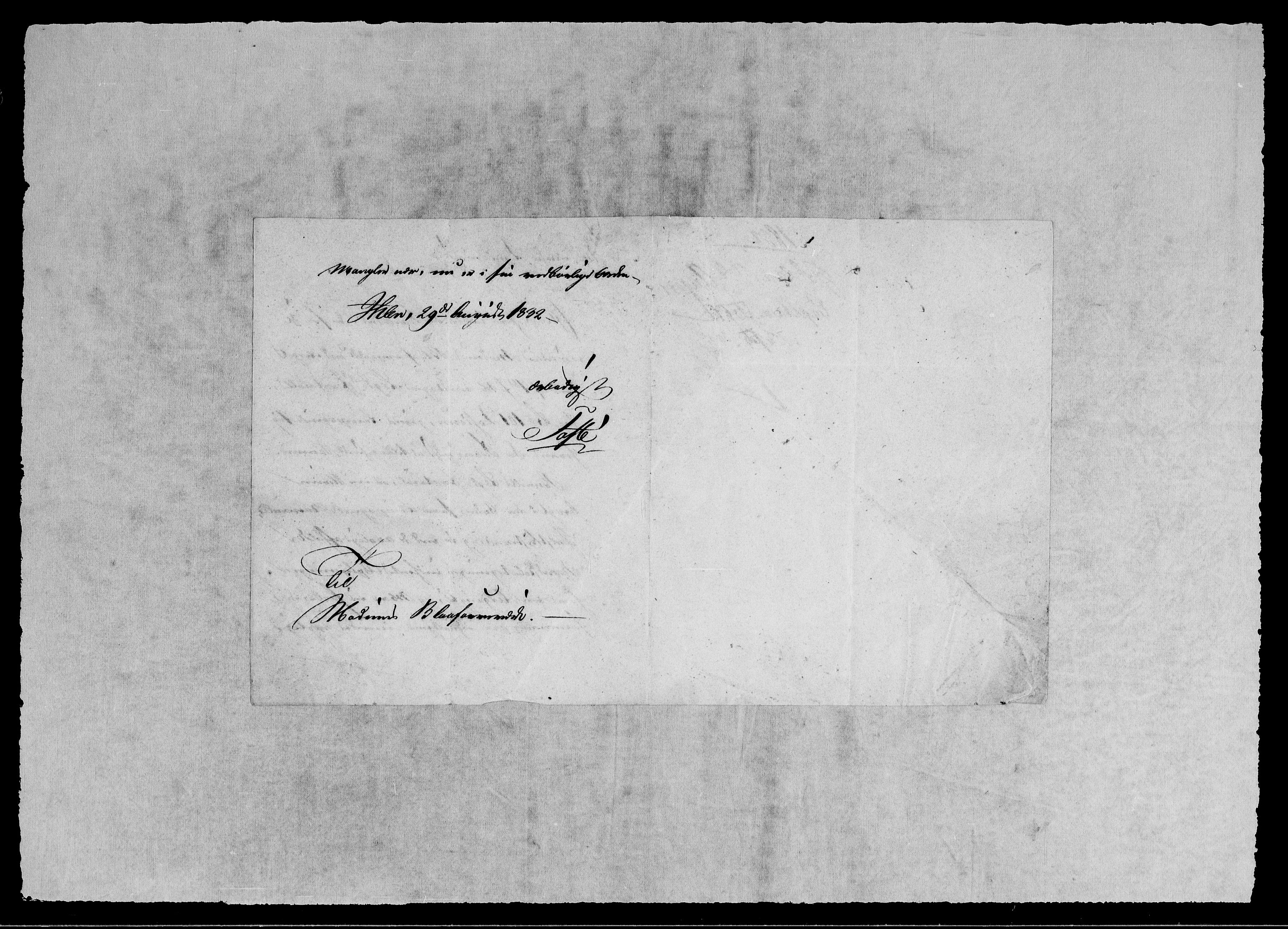 Modums Blaafarveværk, RA/PA-0157/G/Gb/L0110/0001: -- / Innkomne brev I - Y, 1832-1833, p. 3