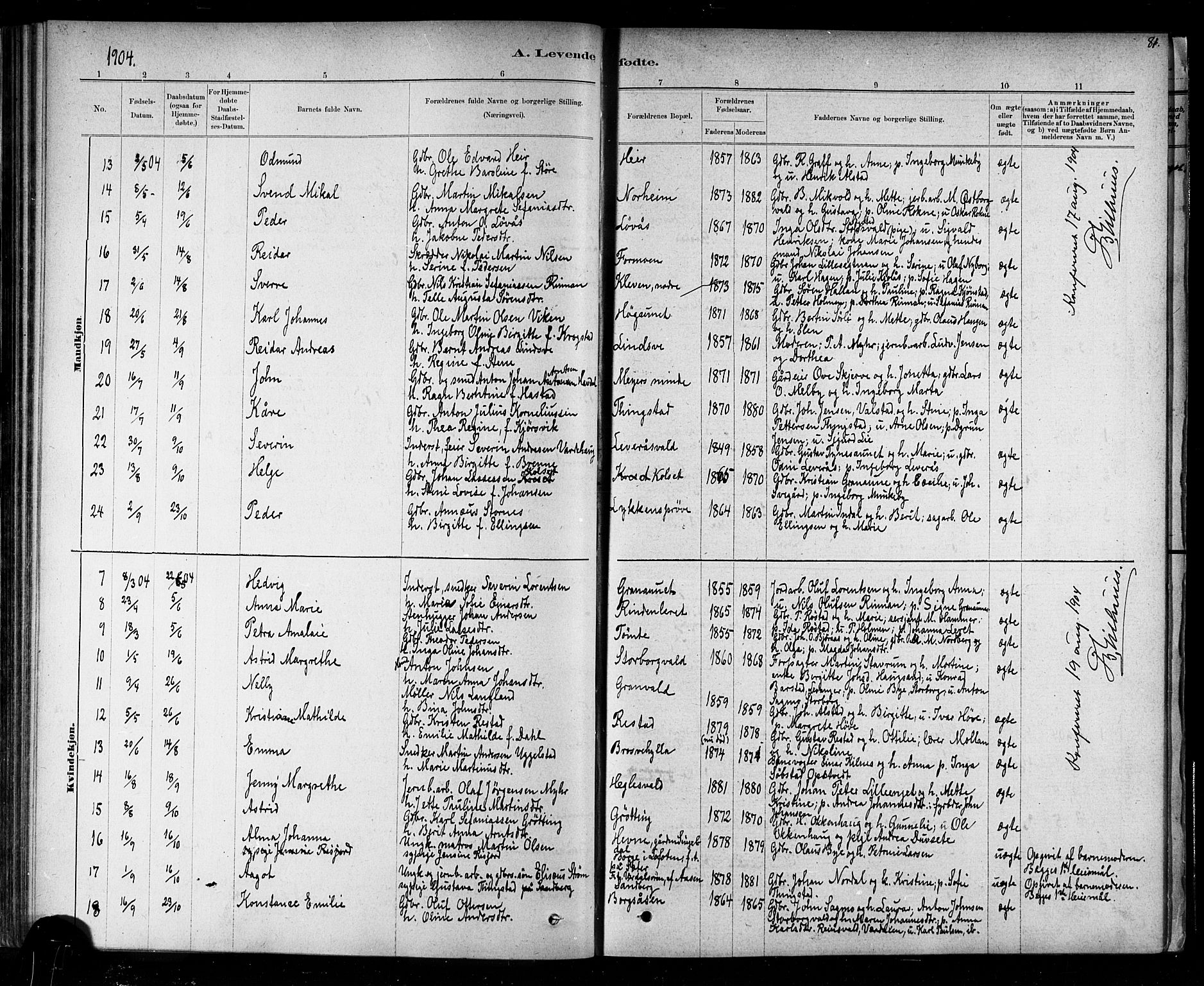 Ministerialprotokoller, klokkerbøker og fødselsregistre - Nord-Trøndelag, SAT/A-1458/721/L0208: Parish register (copy) no. 721C01, 1880-1917, p. 81