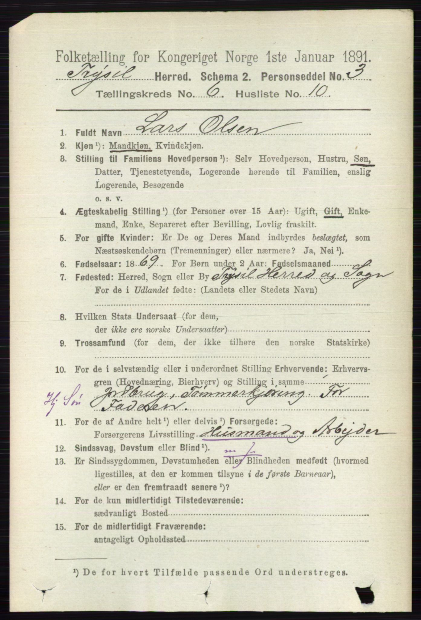 RA, 1891 census for 0428 Trysil, 1891, p. 2846