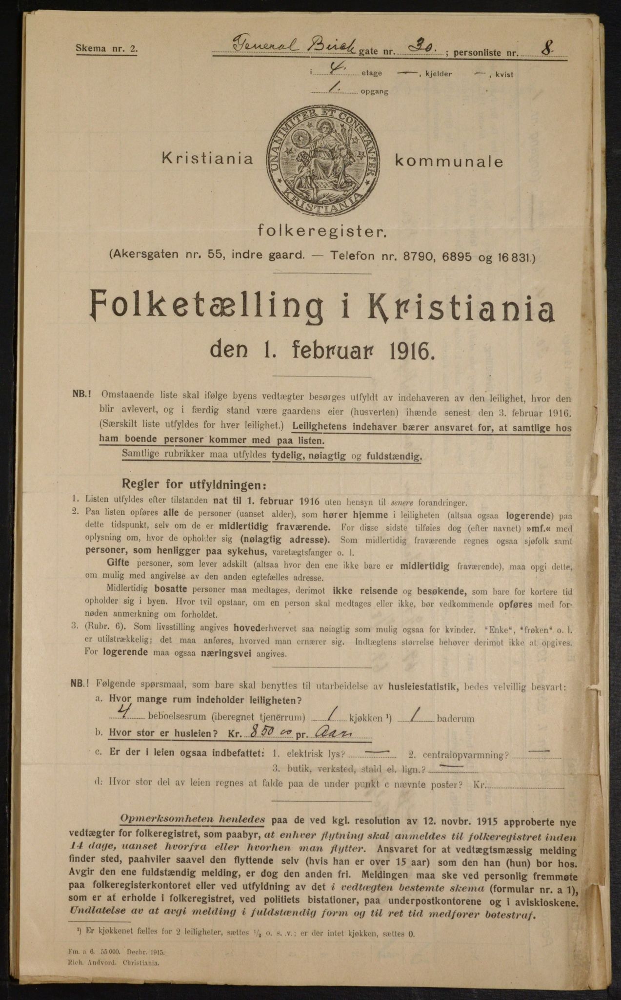 OBA, Municipal Census 1916 for Kristiania, 1916, p. 29655