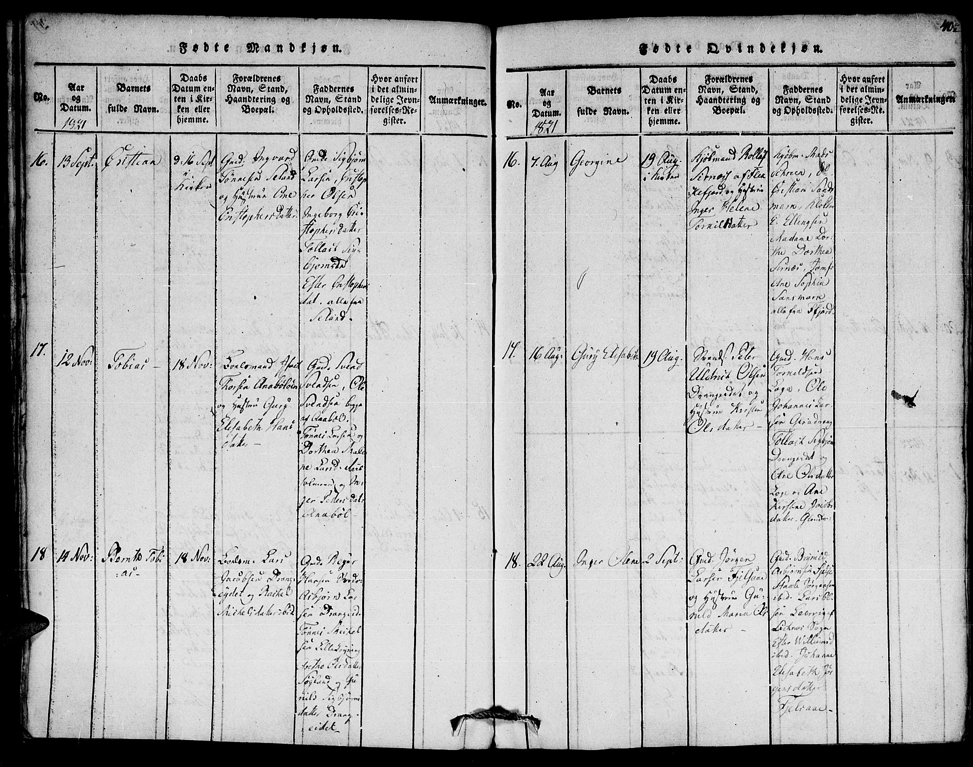 Flekkefjord sokneprestkontor, SAK/1111-0012/F/Fa/Fac/L0002: Parish register (official) no. A 2, 1815-1826, p. 40