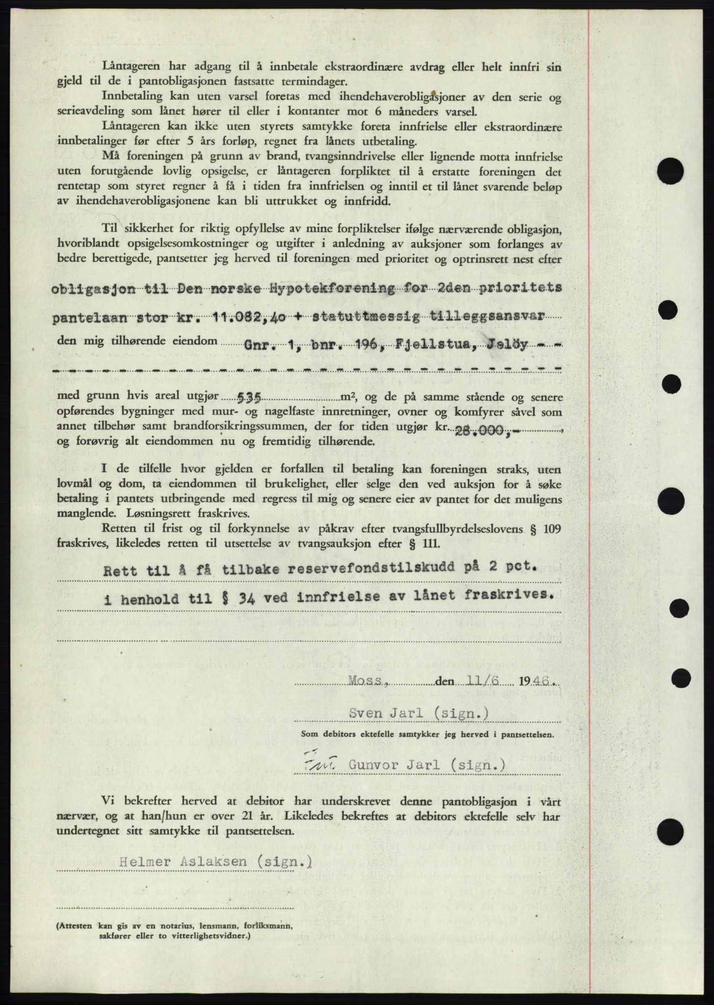 Moss sorenskriveri, SAO/A-10168: Mortgage book no. B15, 1946-1946, Diary no: : 1305/1946
