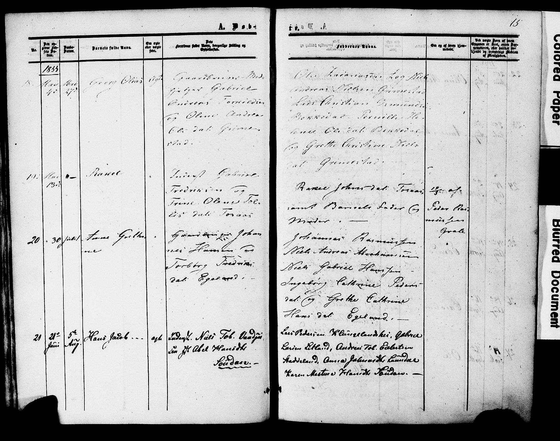 Herad sokneprestkontor, AV/SAK-1111-0018/F/Fa/Faa/L0005: Parish register (official) no. A 5, 1853-1886, p. 15