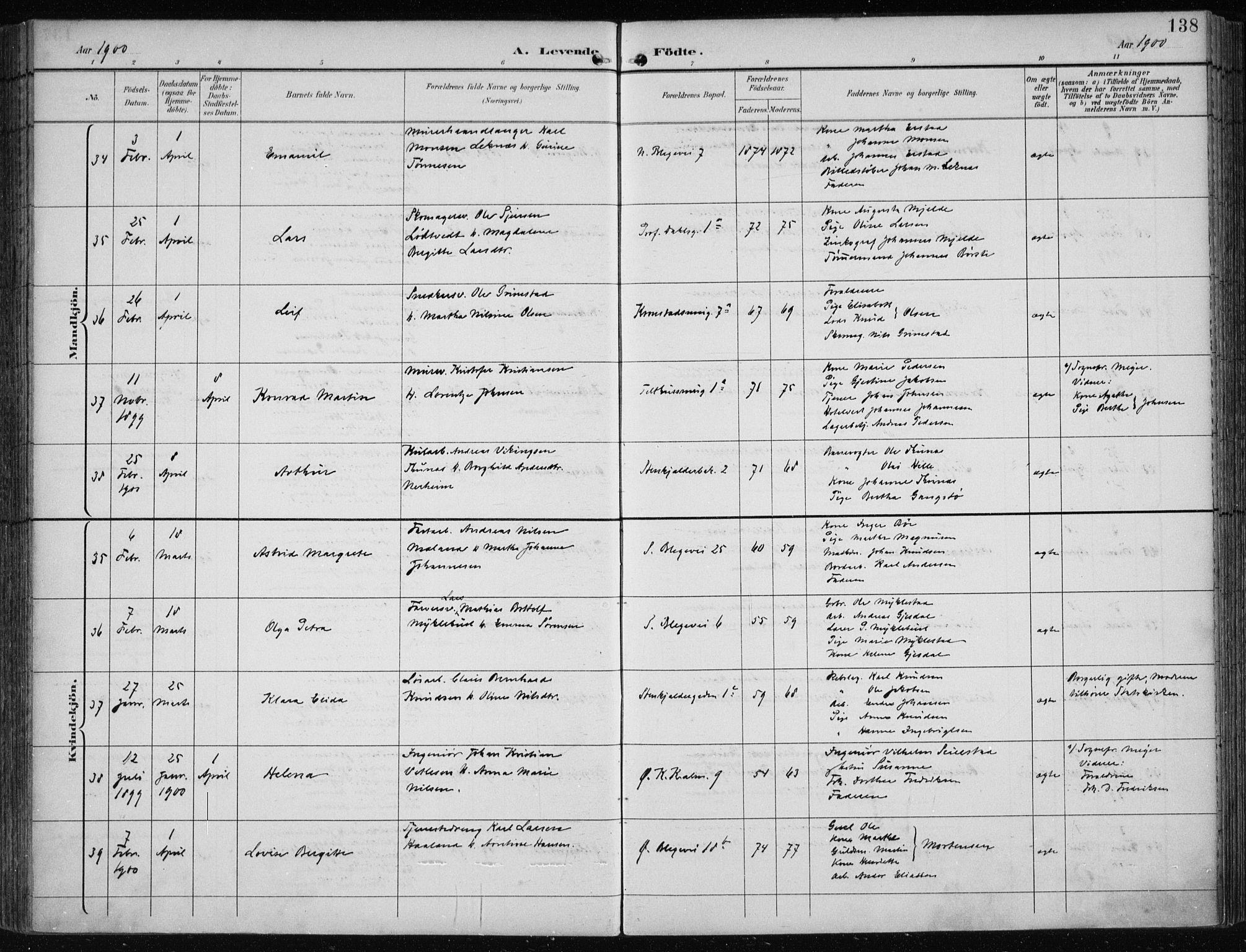 Korskirken sokneprestembete, SAB/A-76101/H/Hab: Parish register (copy) no. B 10, 1896-1905, p. 138